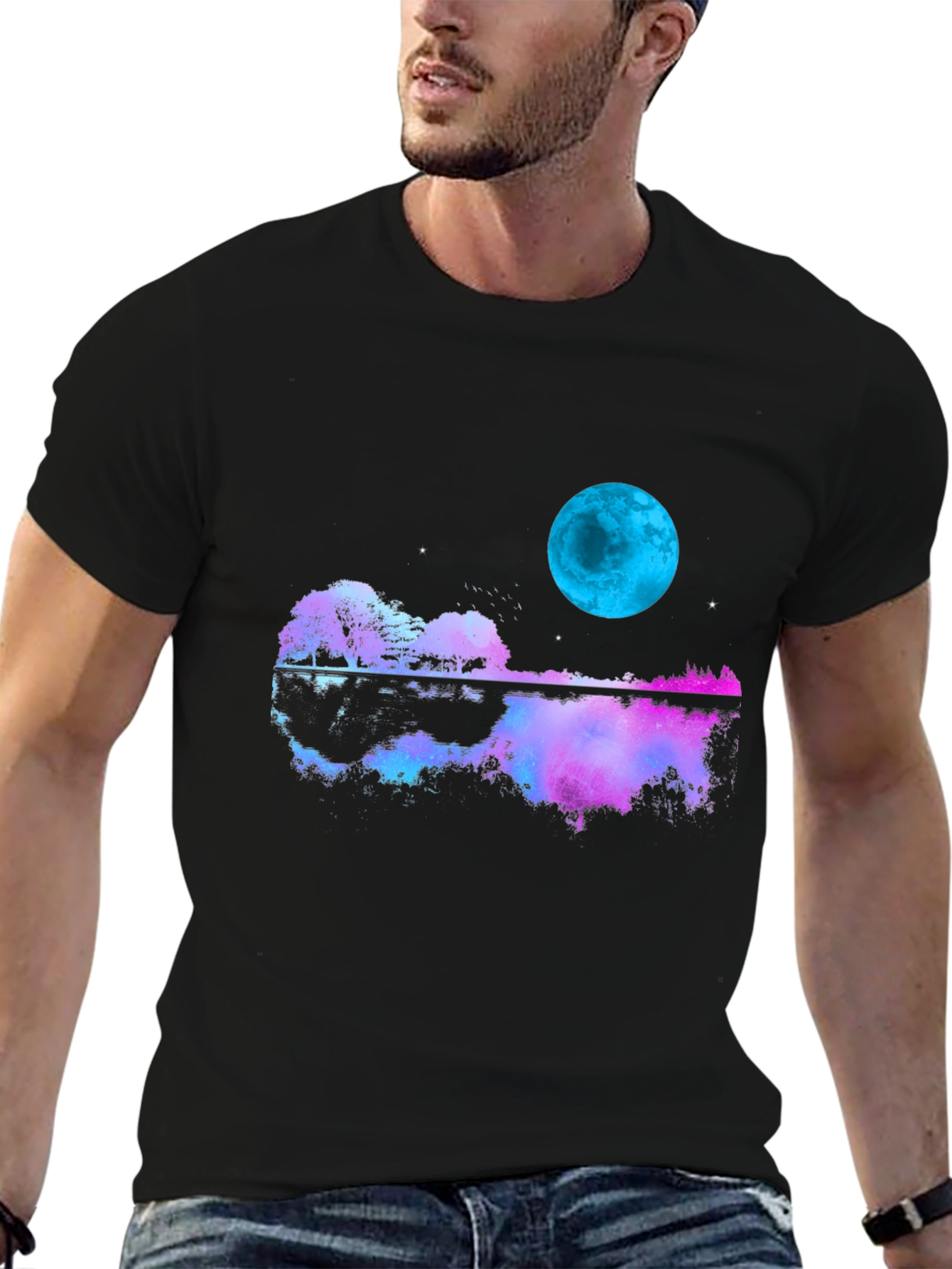 Guitar Moon T-Shirt - Reflective Graphic Tee