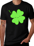 Lucky Clover Graphic Tee - Black Cotton T-Shirt