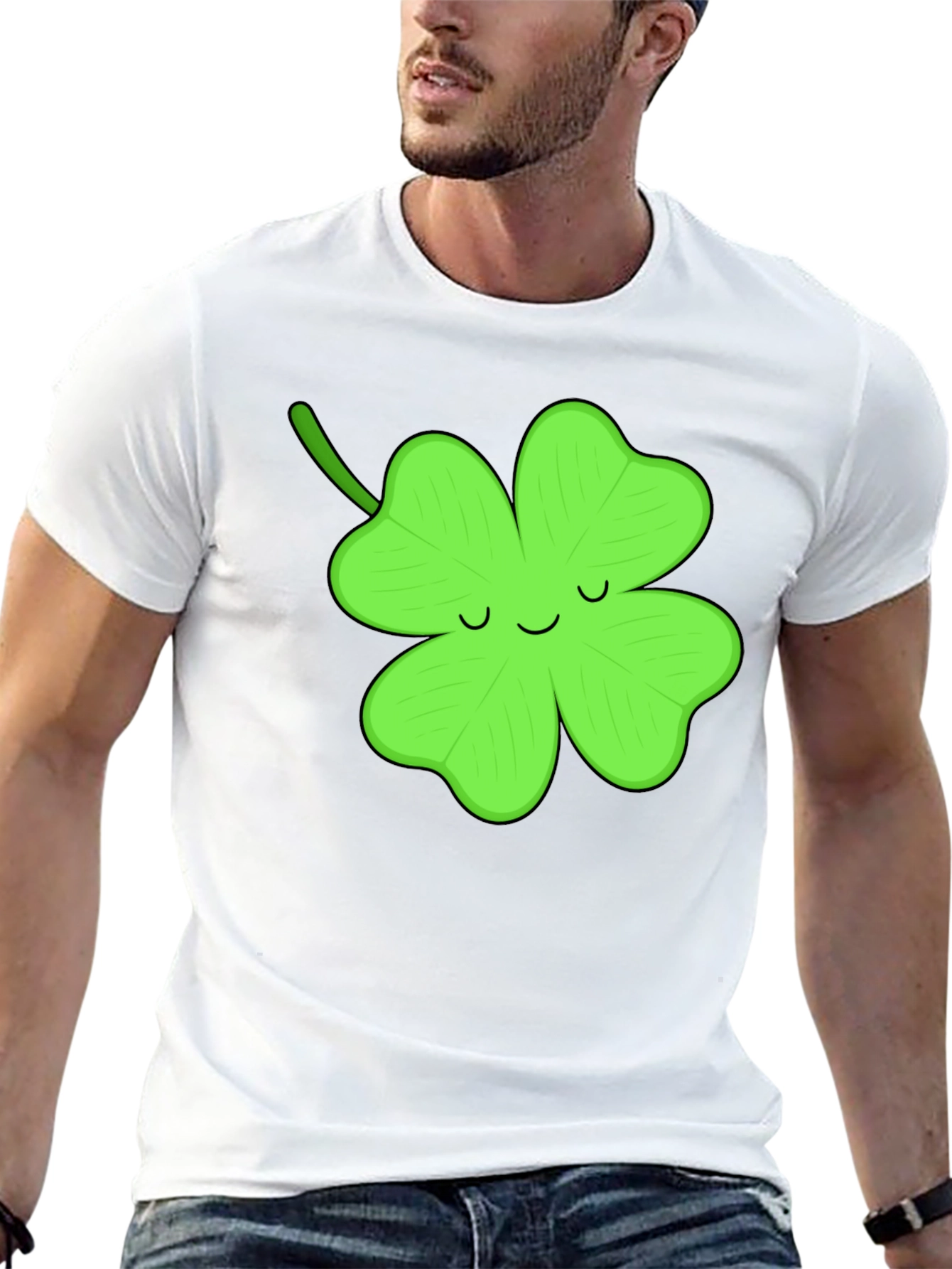 Lucky Clover Graphic Tee - Black Cotton T-Shirt