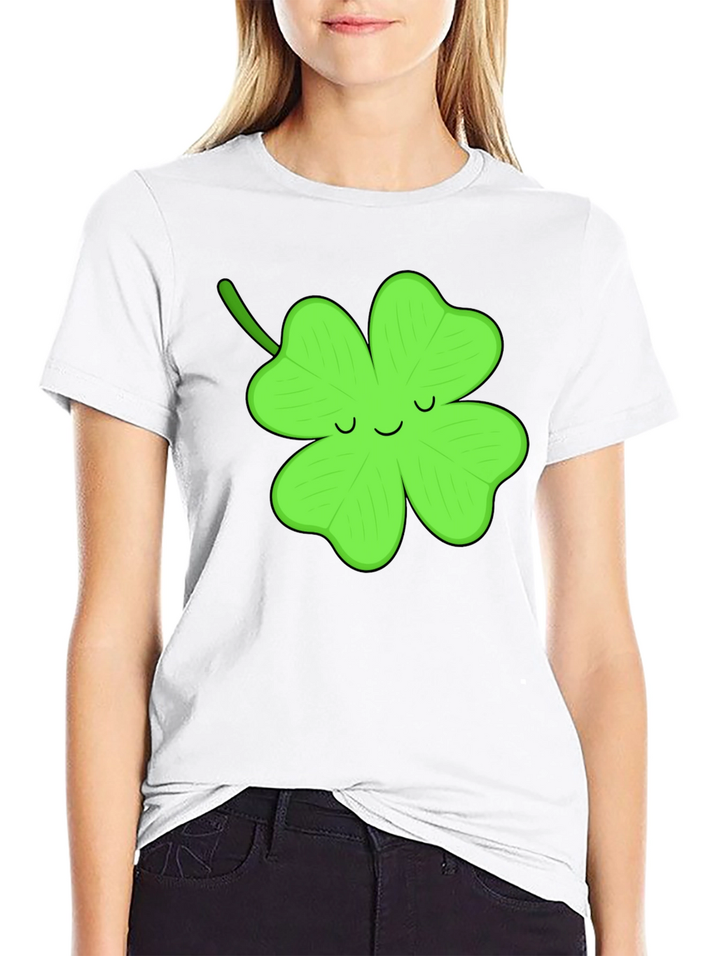Lucky Clover Graphic Tee - Black Cotton T-Shirt
