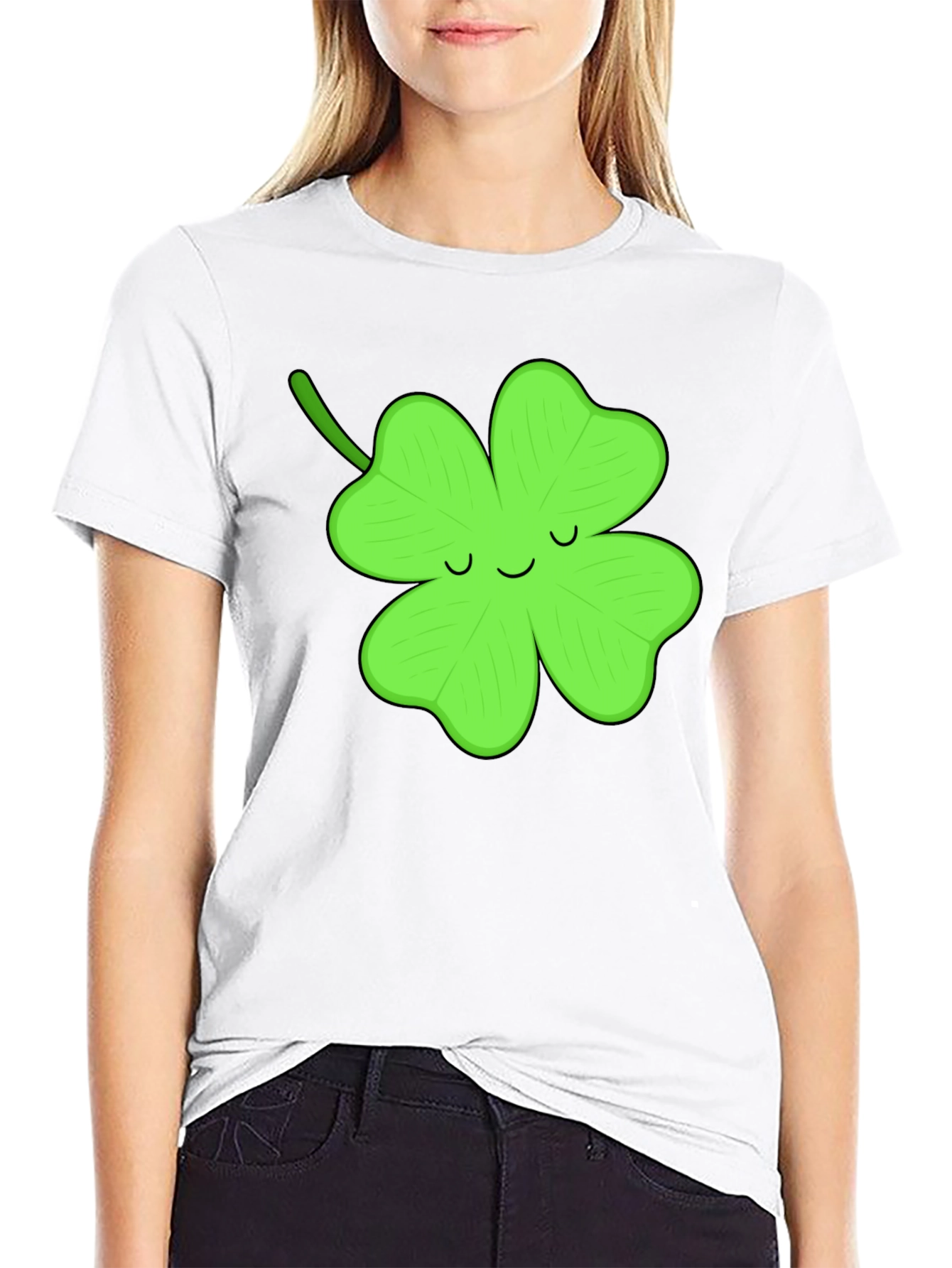 Lucky Clover Graphic Tee - Black Cotton T-Shirt