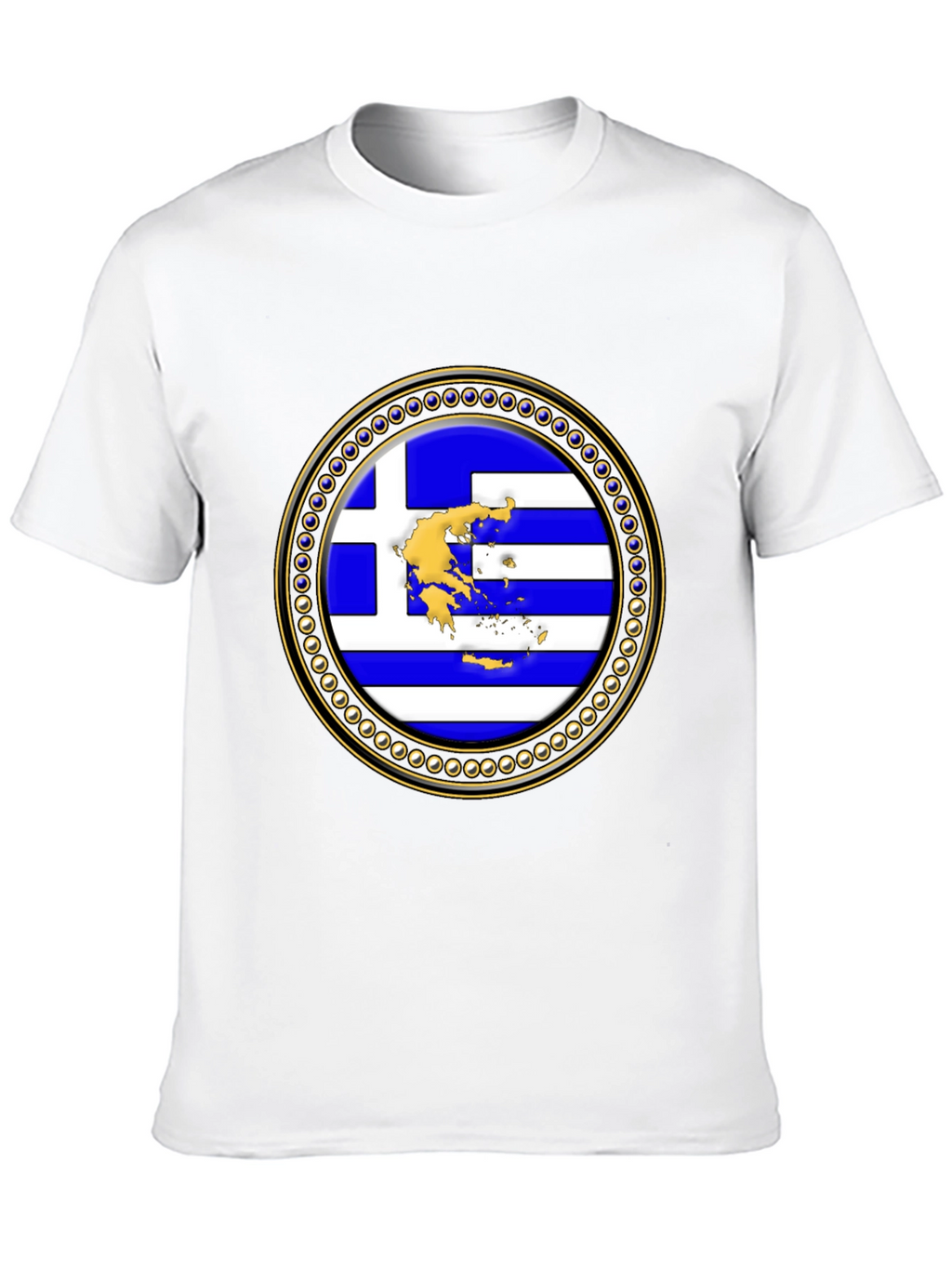 Greece Flag Emblem Black T-Shirt