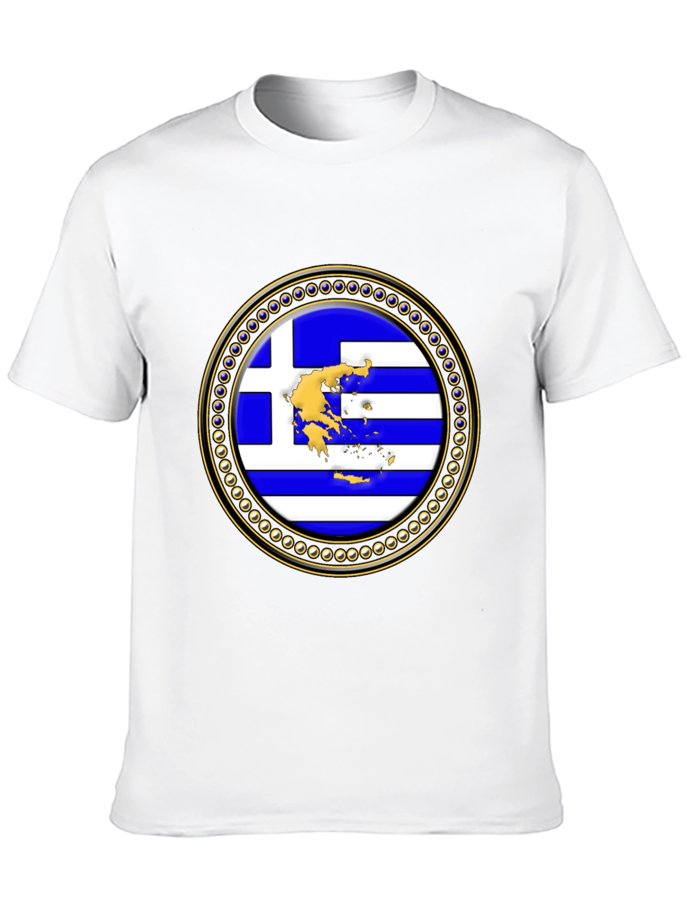 Greece Flag Emblem Black T-Shirt