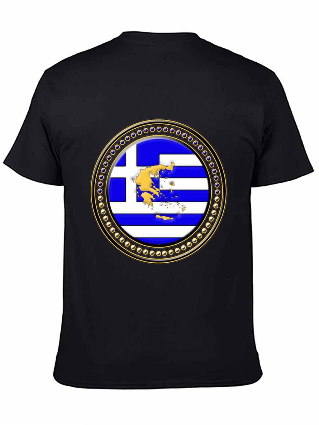 Greece Flag Emblem Black T-Shirt