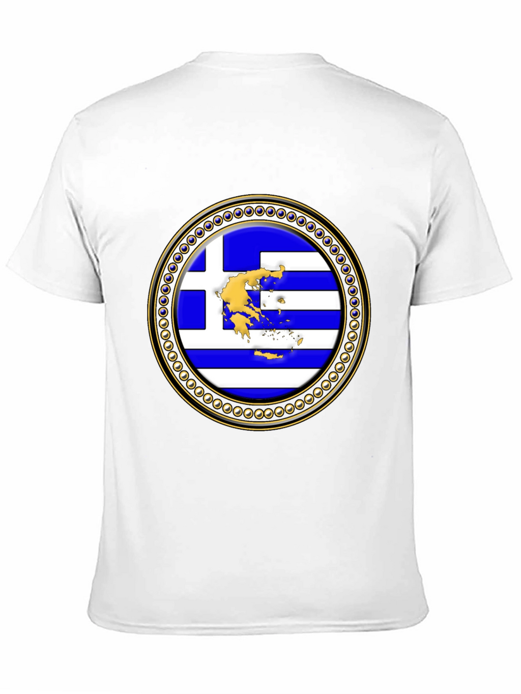 Greece Flag Emblem Black T-Shirt