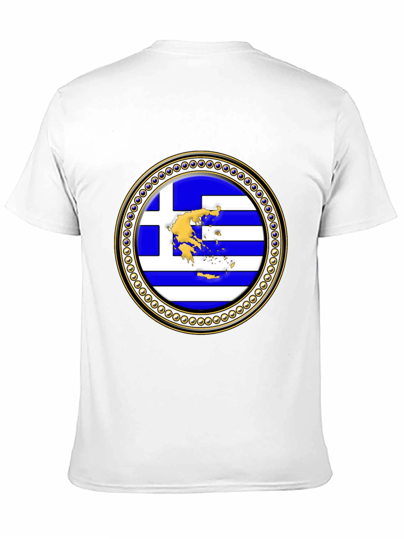Greece Flag Emblem Black T-Shirt