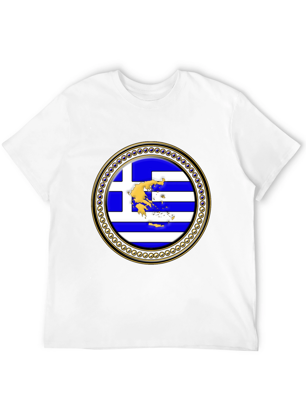 Greece Flag Emblem Black T-Shirt