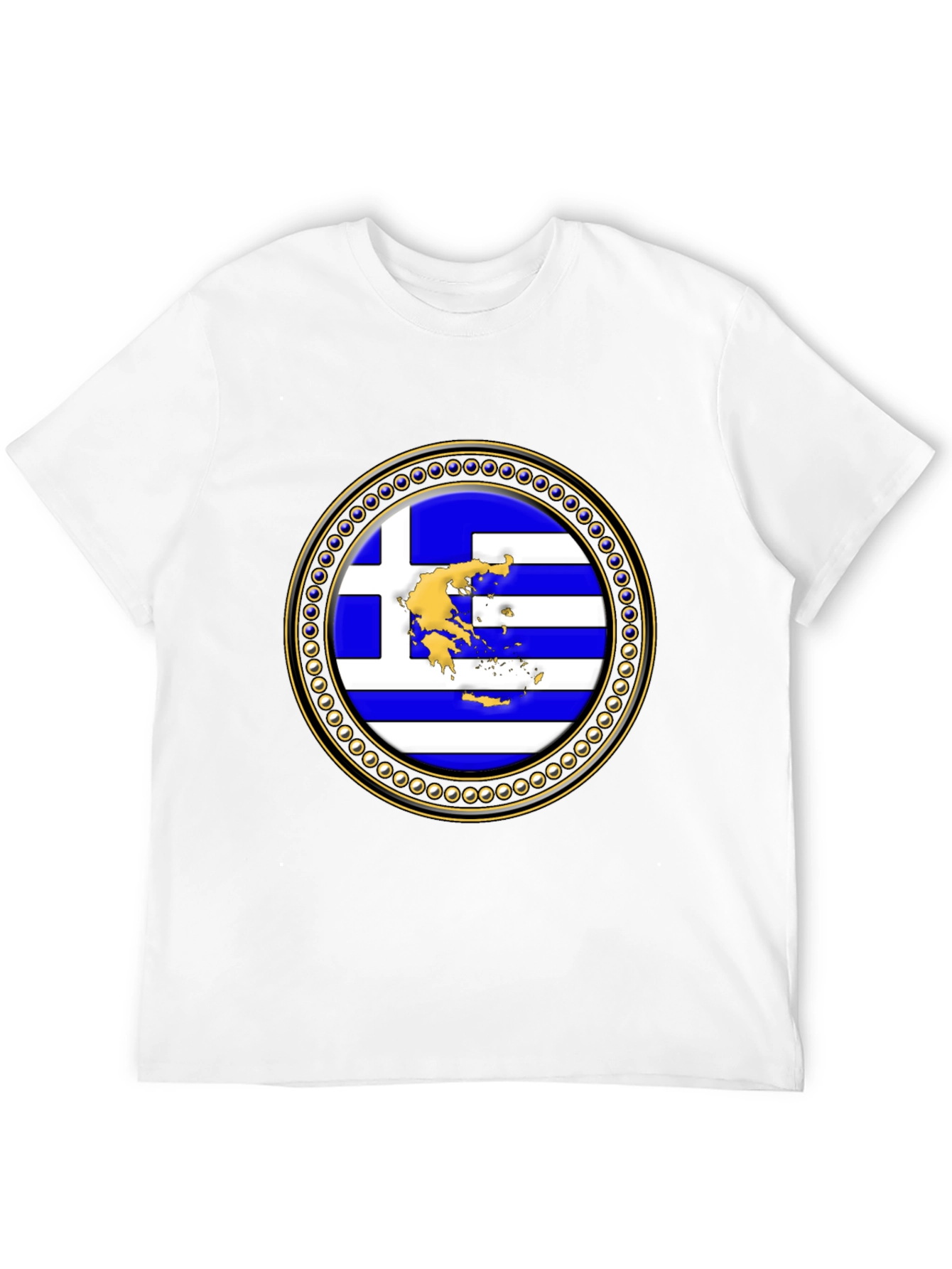 Greece Flag Emblem Black T-Shirt