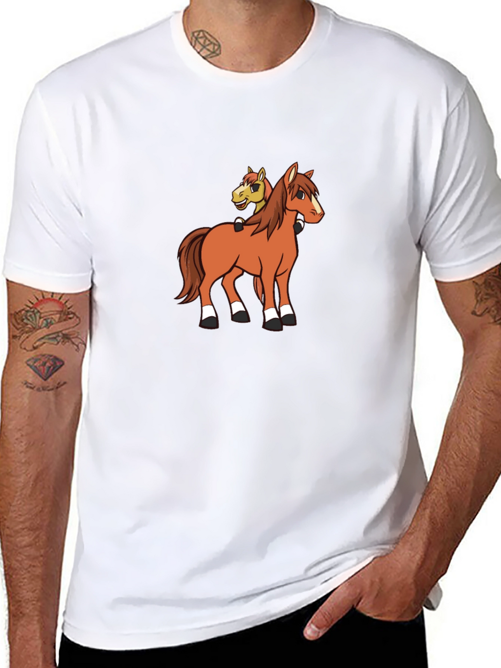 Cartoon Horse T-Shirt - Novelty Graphic Tee
