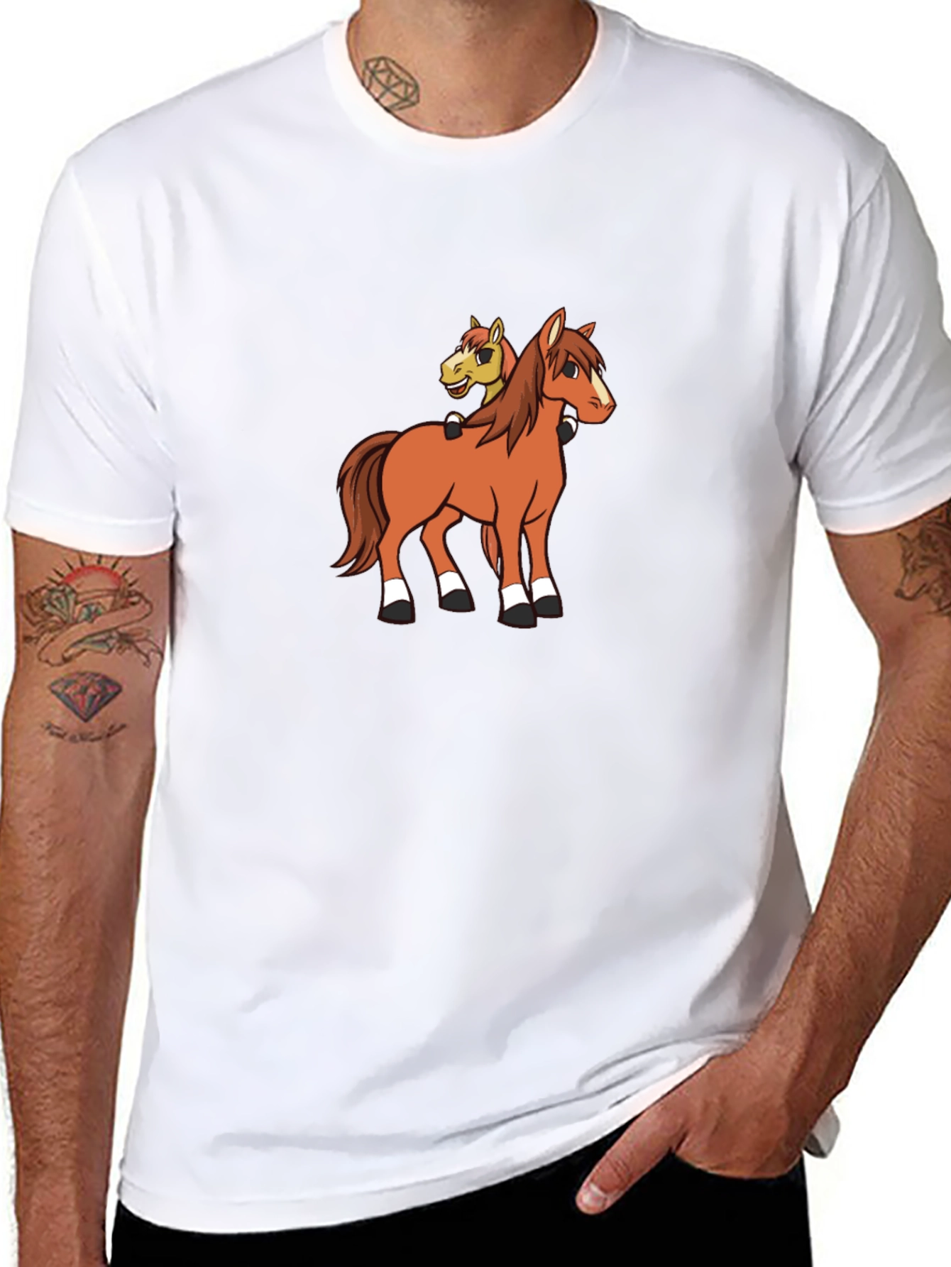 Cartoon Horse T-Shirt - Novelty Graphic Tee