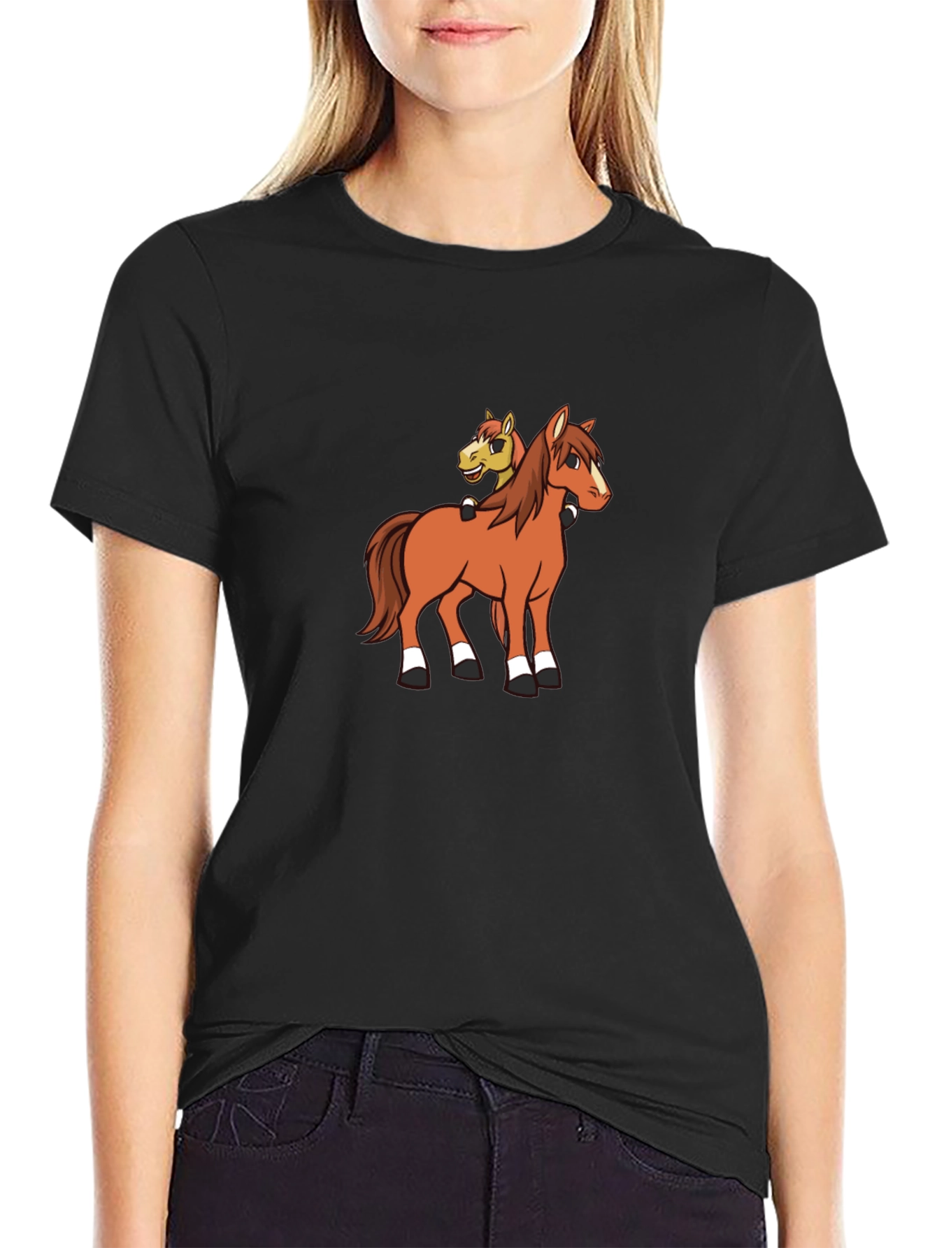 Cartoon Horse T-Shirt - Novelty Graphic Tee
