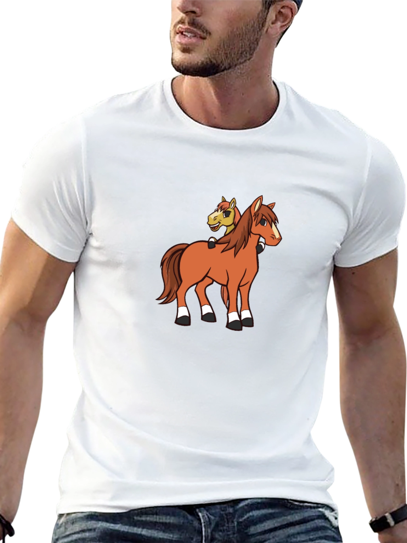 Cartoon Horse T-Shirt - Novelty Graphic Tee