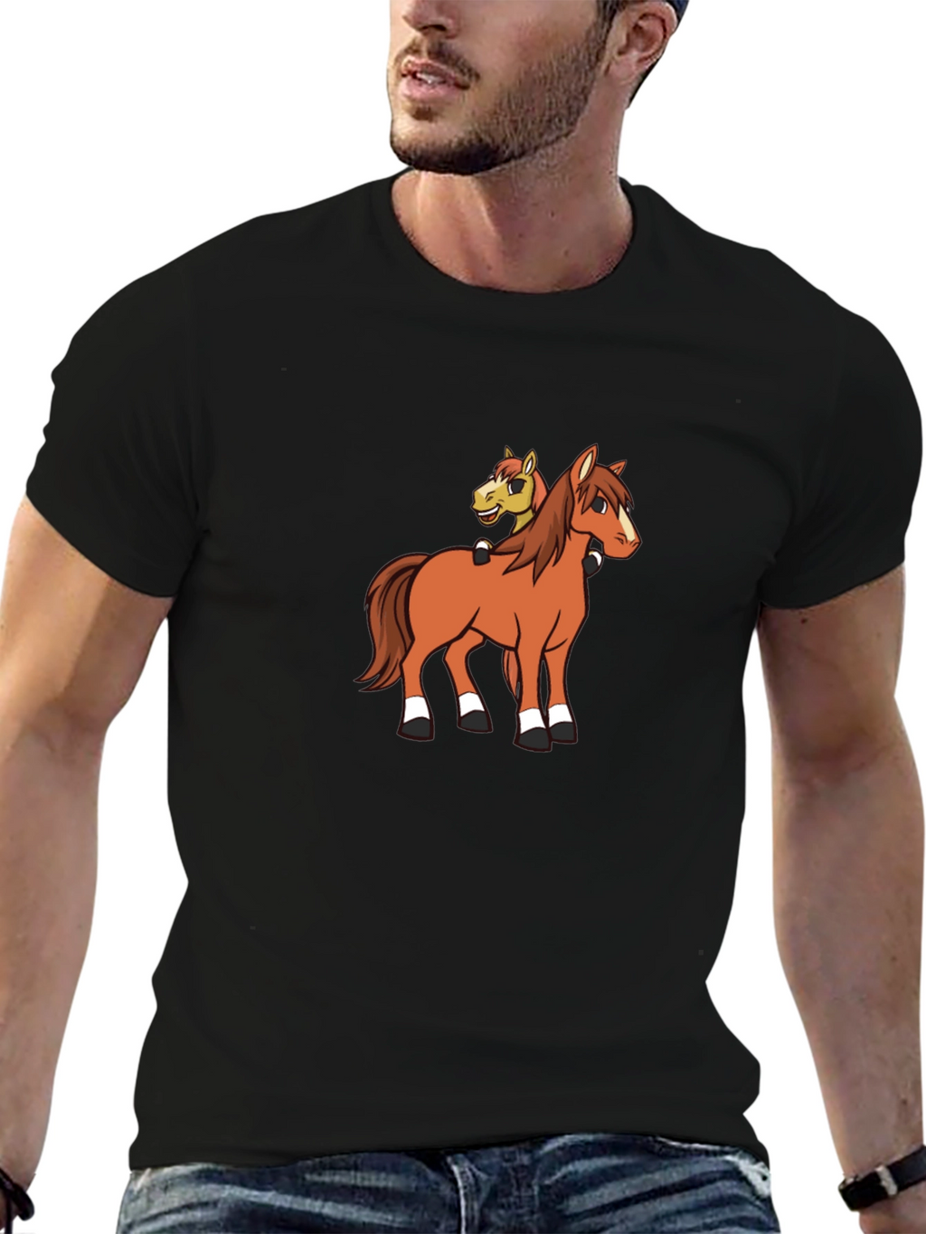 Cartoon Horse T-Shirt - Novelty Graphic Tee