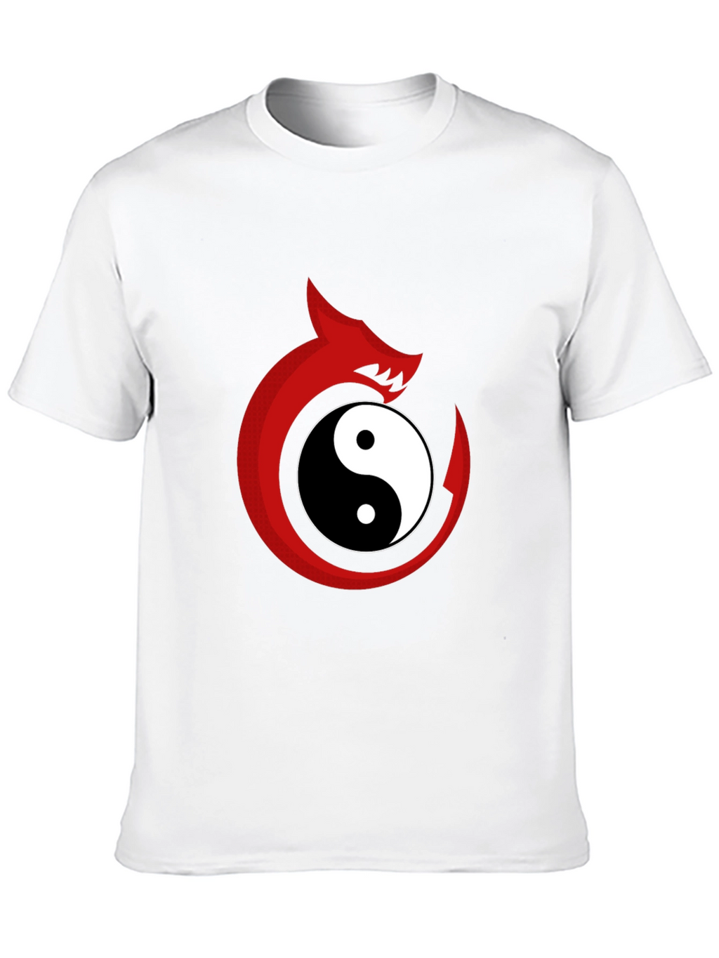 Yin Yang Dragon Graphic Tee - Black Cotton Blend