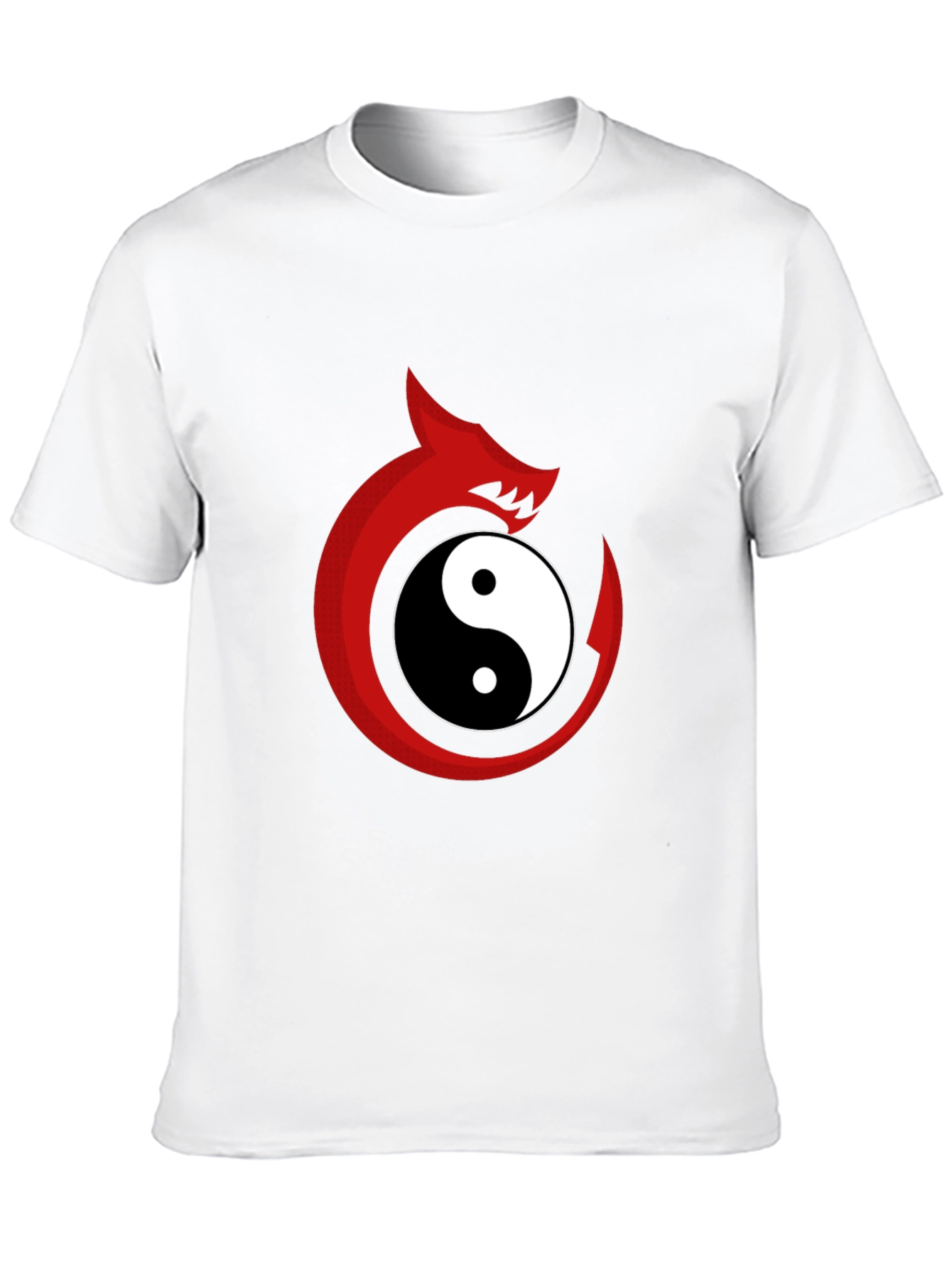Yin Yang Dragon Graphic Tee - Black Cotton Blend