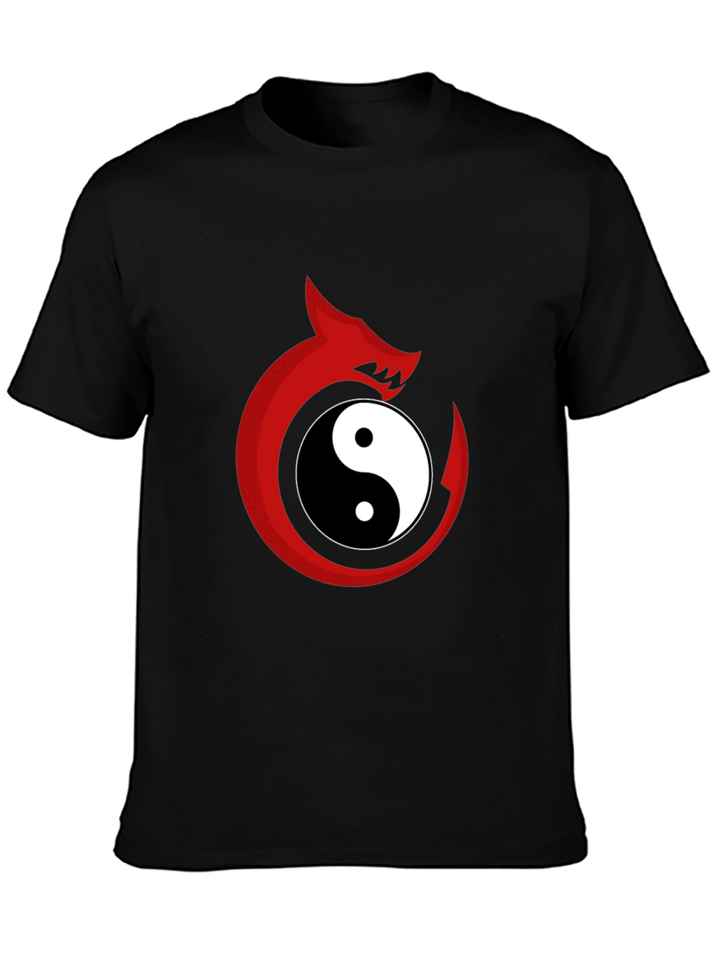 Yin Yang Dragon Graphic Tee - Black Cotton Blend
