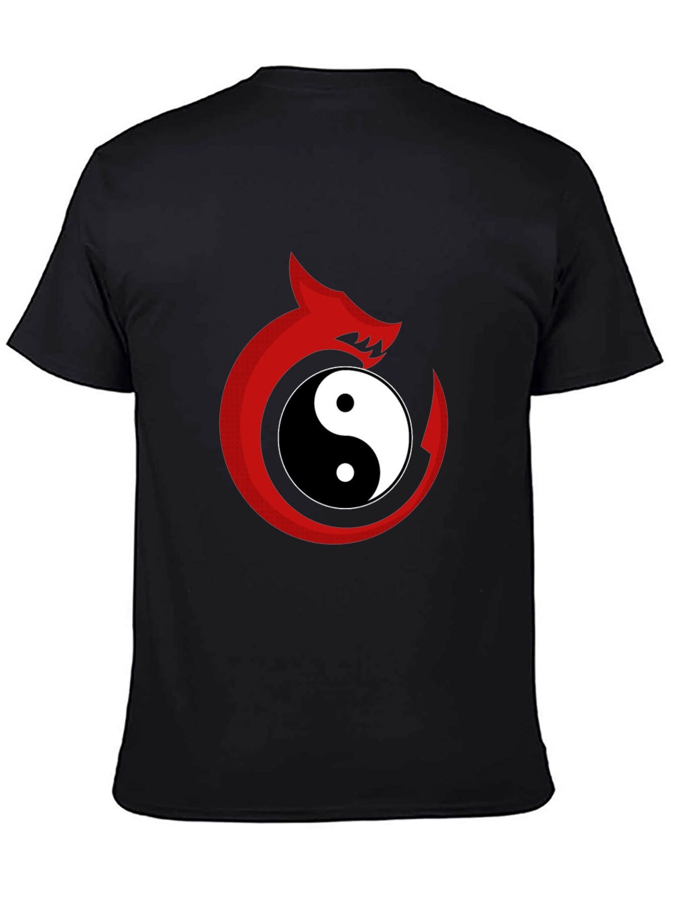 Yin Yang Dragon Graphic Tee - Black Cotton Blend