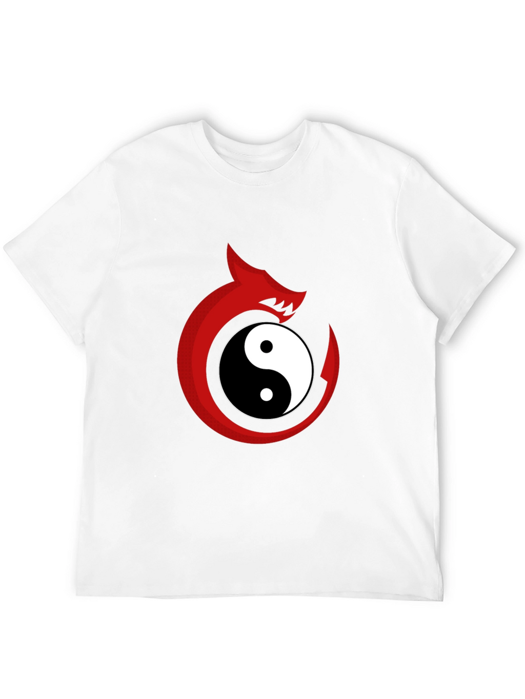 Yin Yang Dragon Graphic Tee - Black Cotton Blend