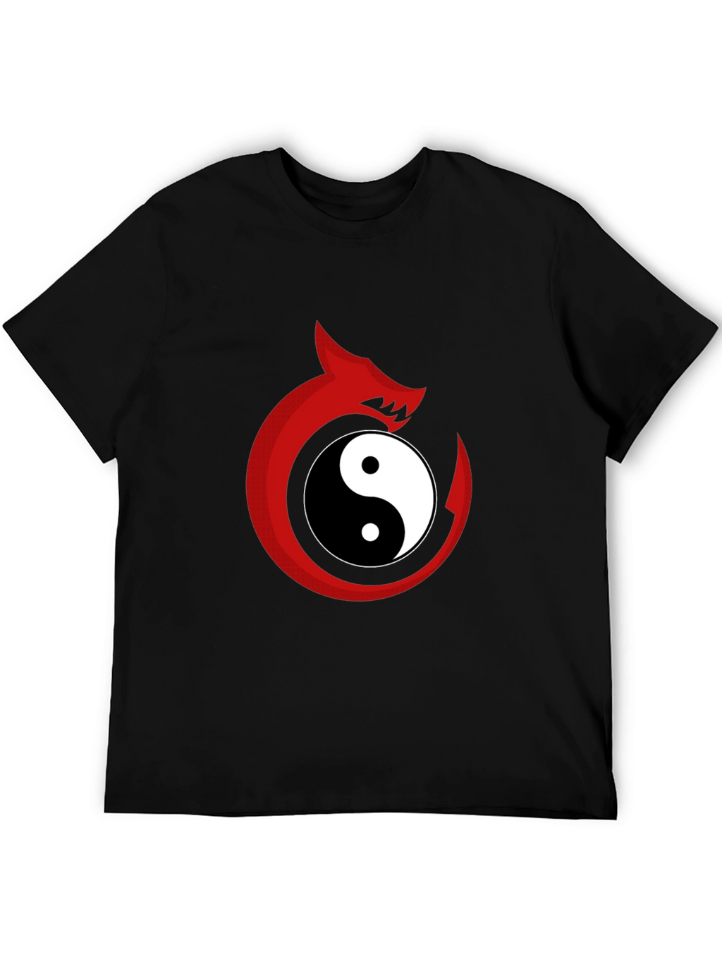 Yin Yang Dragon Graphic Tee - Black Cotton Blend