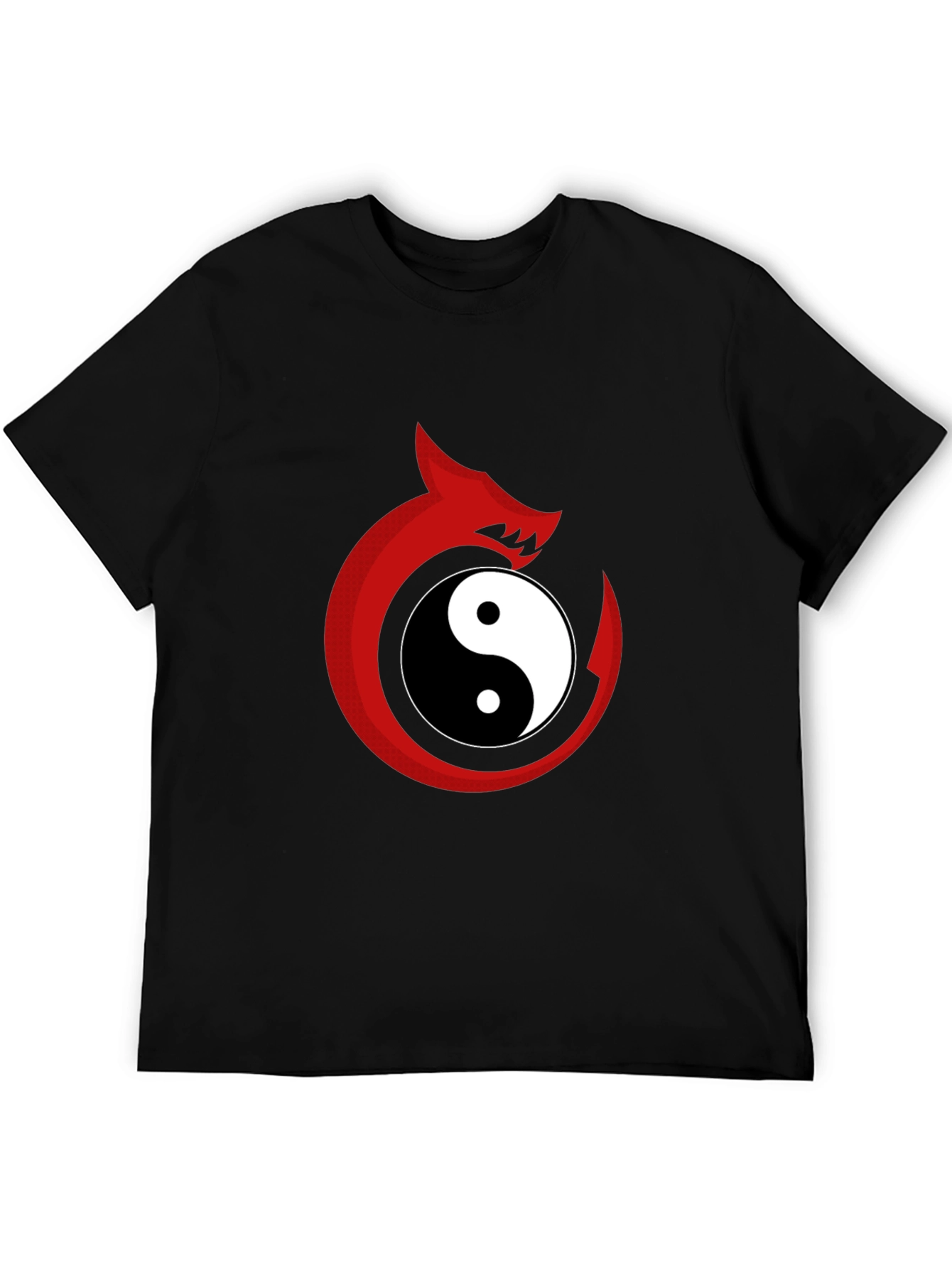 Yin Yang Dragon Graphic Tee - Black Cotton Blend