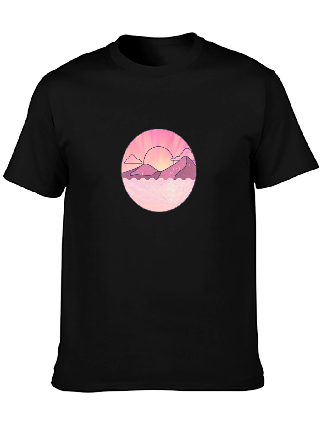 Sunset Graphic T-Shirt - Black Round Design