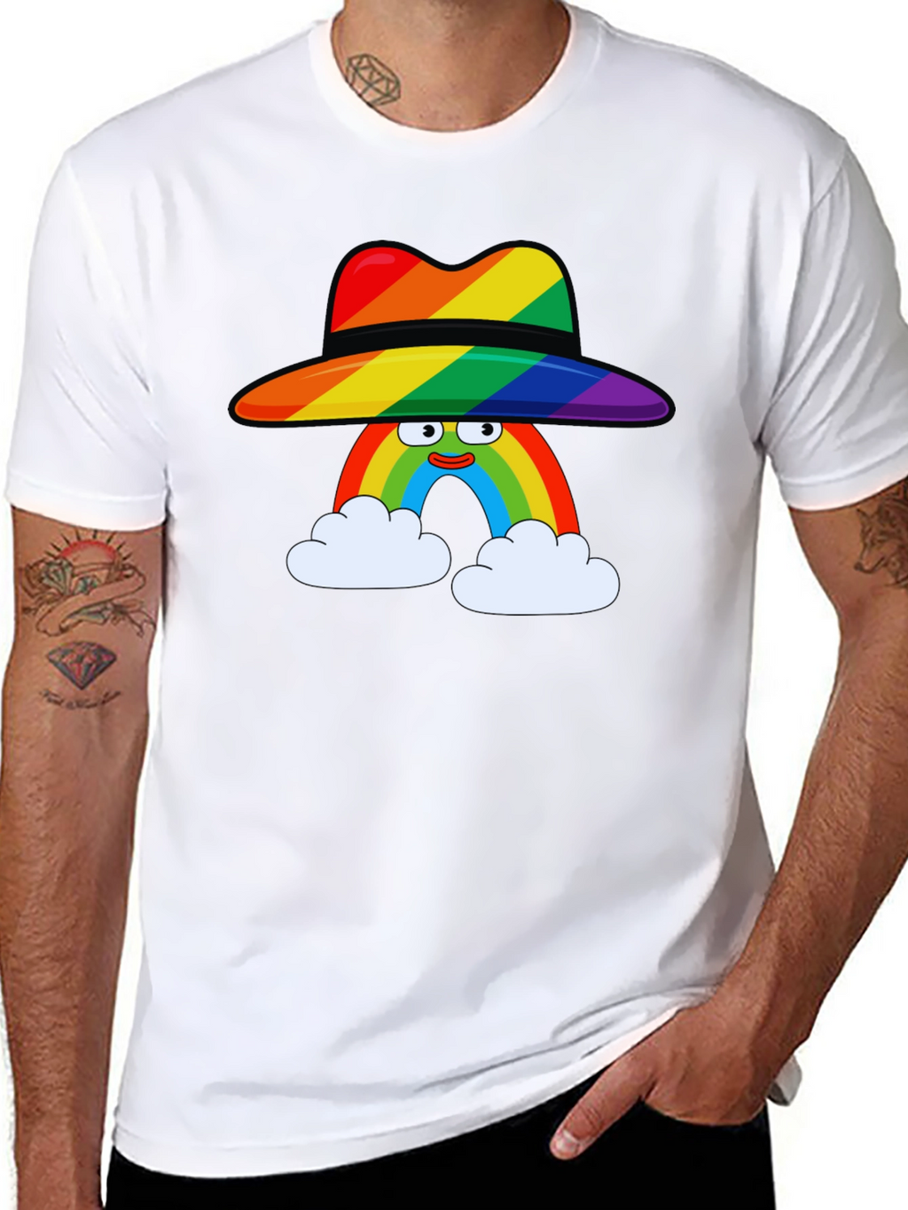 Rainbow Character Graphic Black T-Shirt