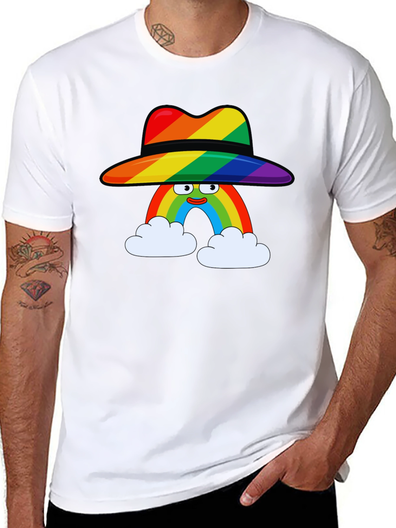 Rainbow Character Graphic Black T-Shirt