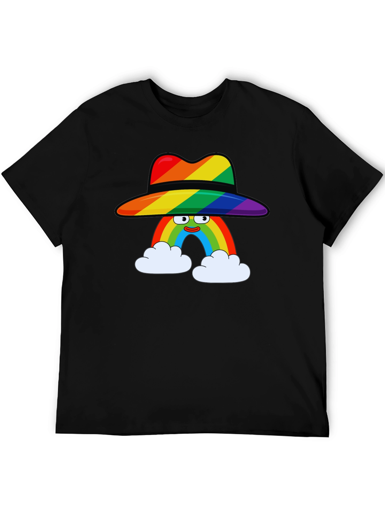 Rainbow Character Graphic Black T-Shirt