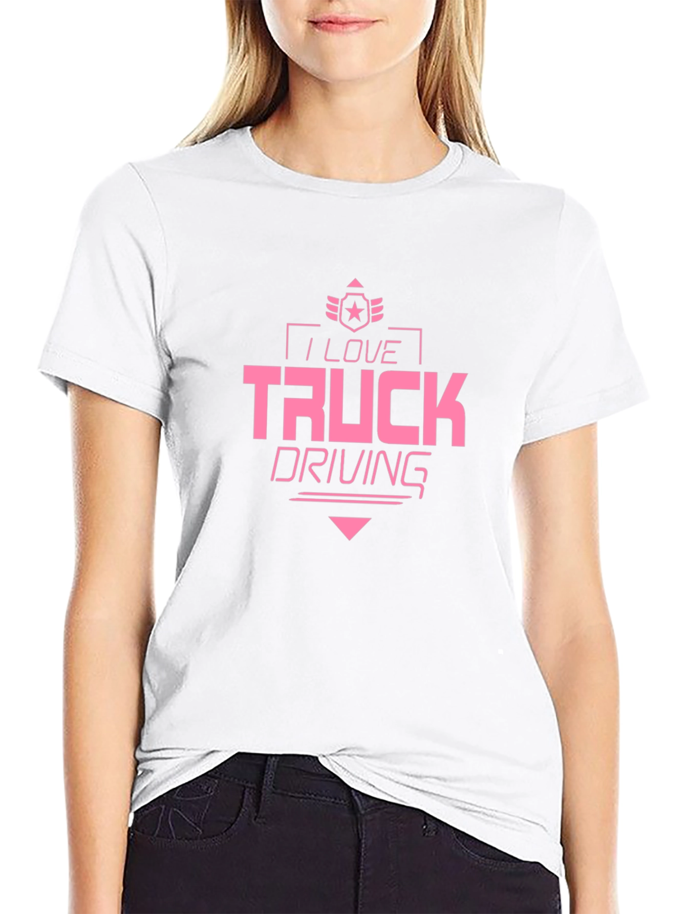 I Love Truck Driving Black T-Shirt