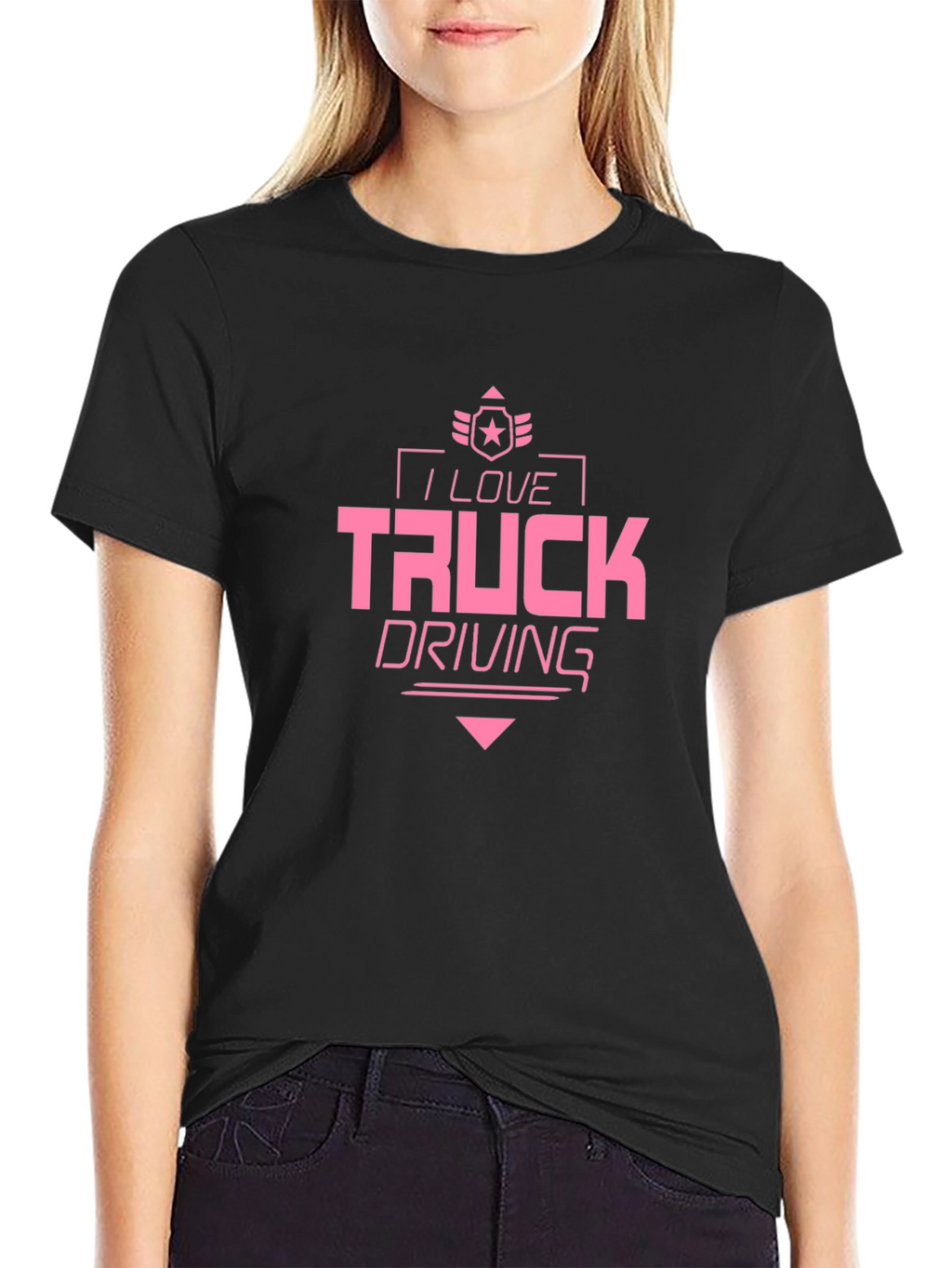 I Love Truck Driving Black T-Shirt