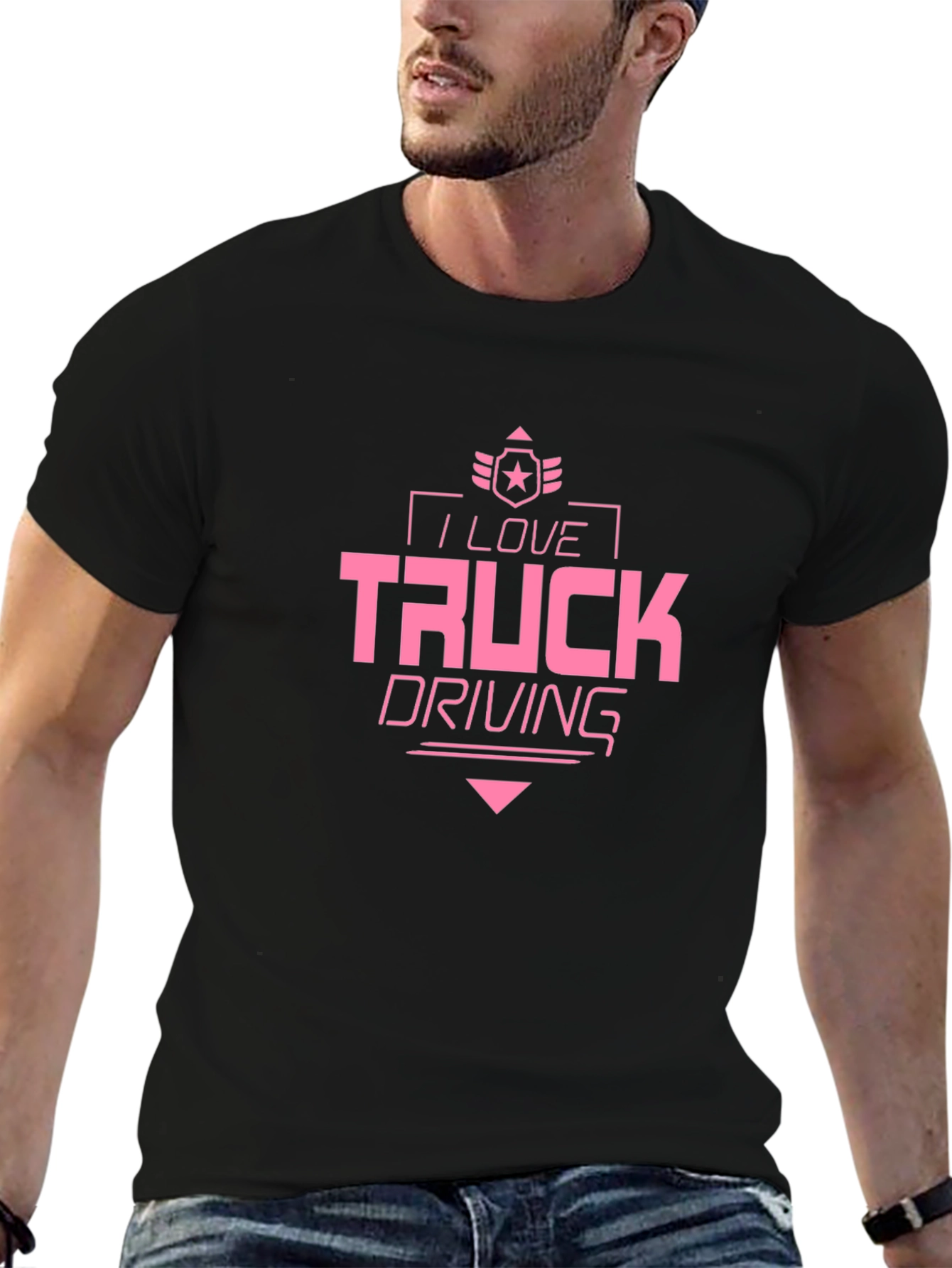 I Love Truck Driving Black T-Shirt