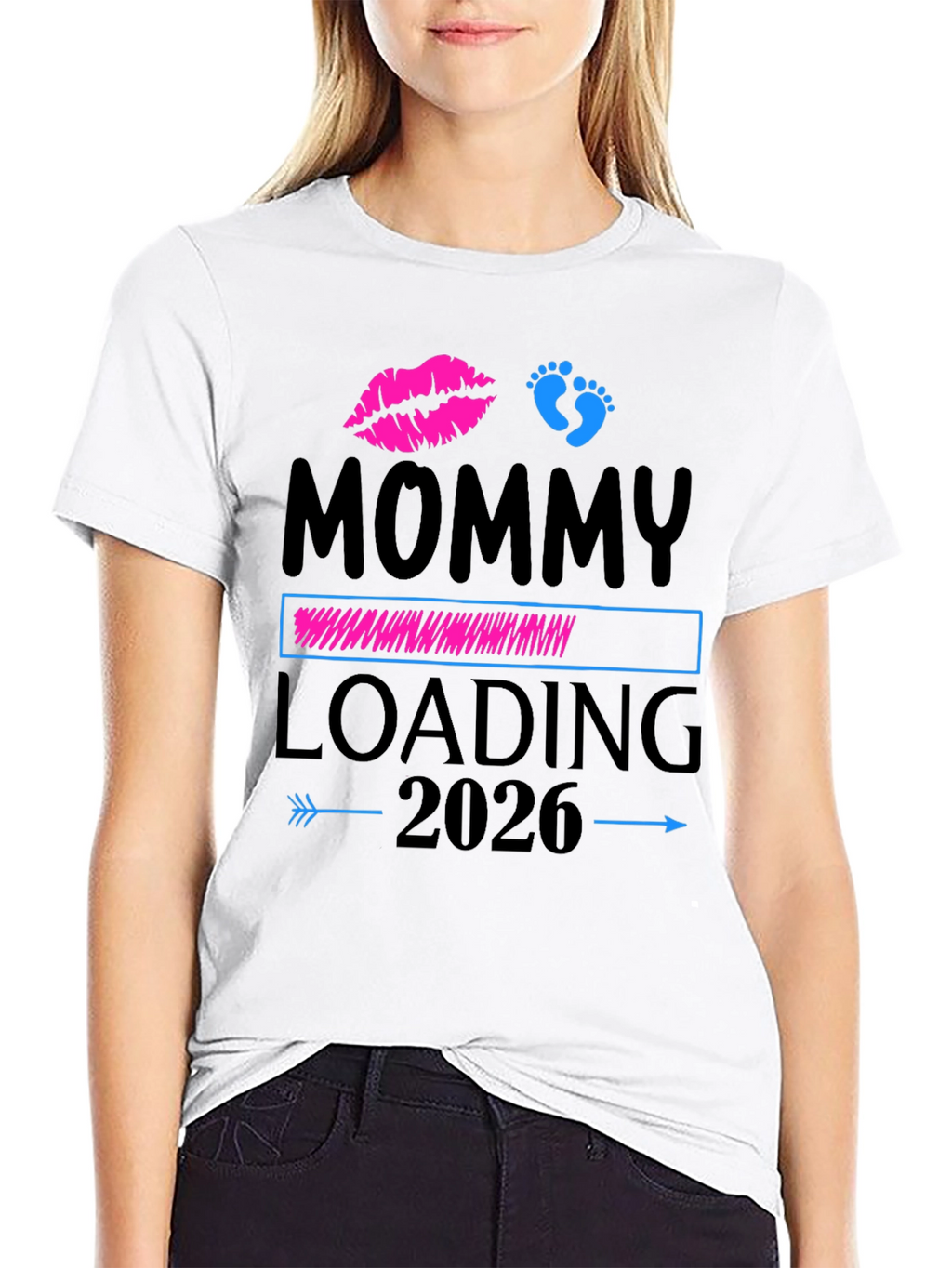 Mommy Loading 2026 Pregnancy Announcement T-Shirt
