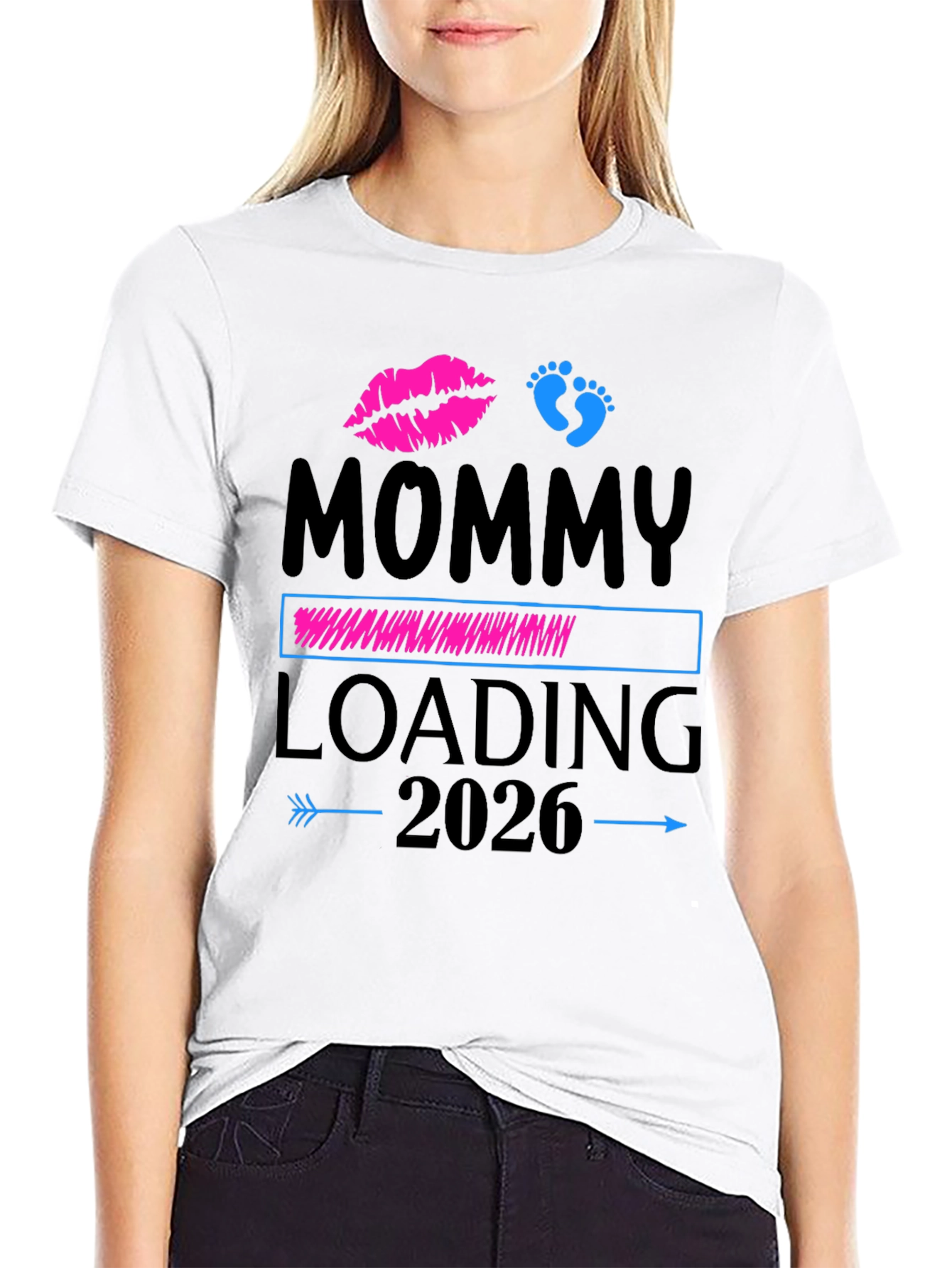 Mommy Loading 2026 Pregnancy Announcement T-Shirt