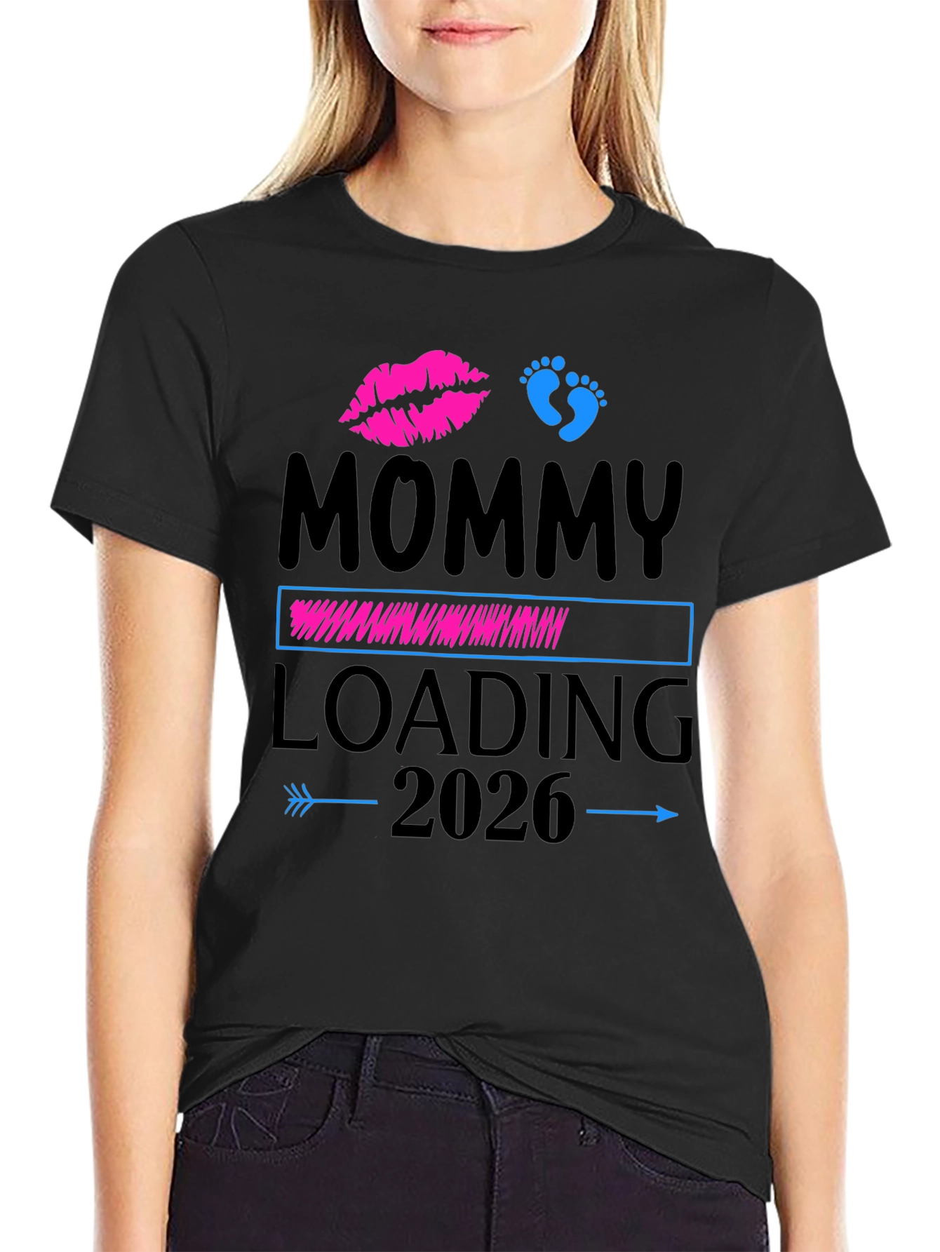 Mommy Loading 2026 Pregnancy Announcement T-Shirt