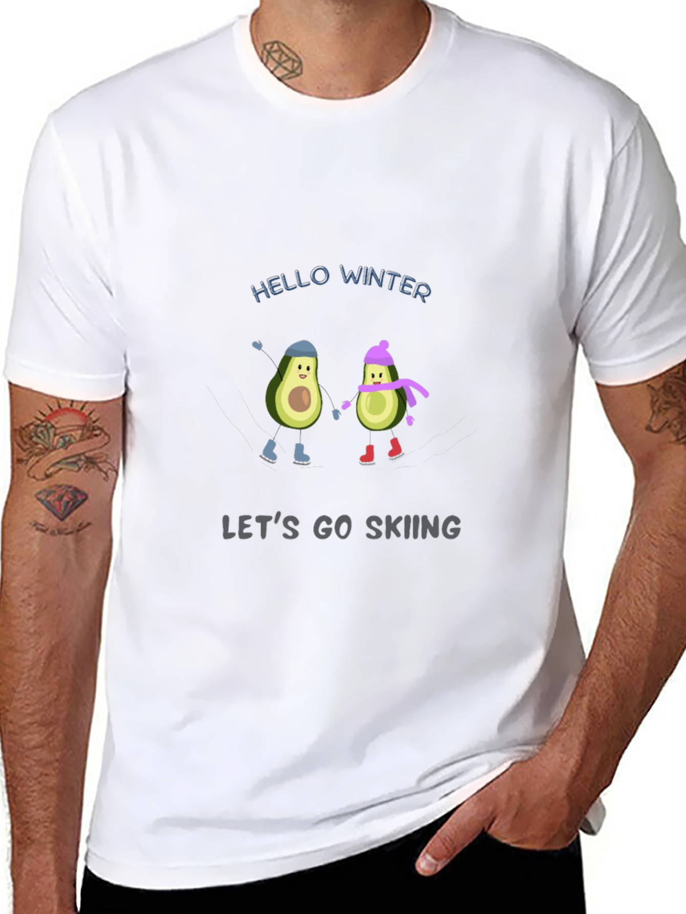 Winter Avocado Skiing T-Shirt