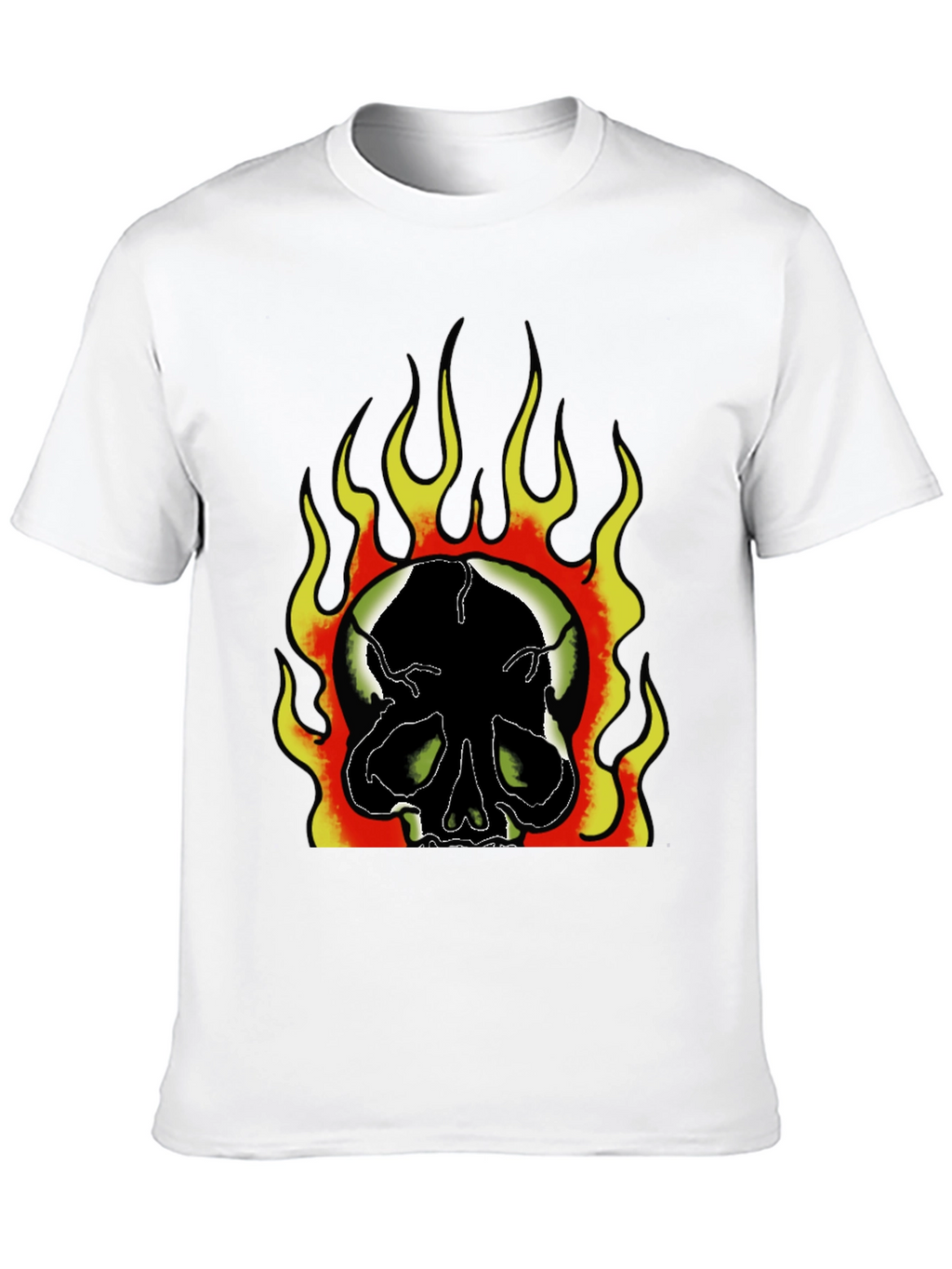 Flaming Skull Graphic Print Mens Black T-Shirt