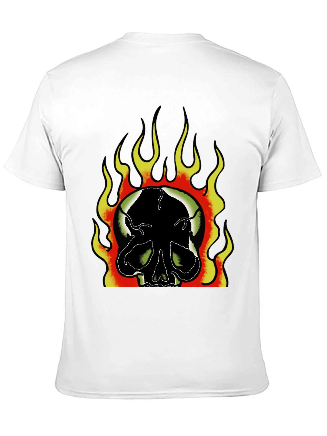 Flaming Skull Graphic Print Mens Black T-Shirt