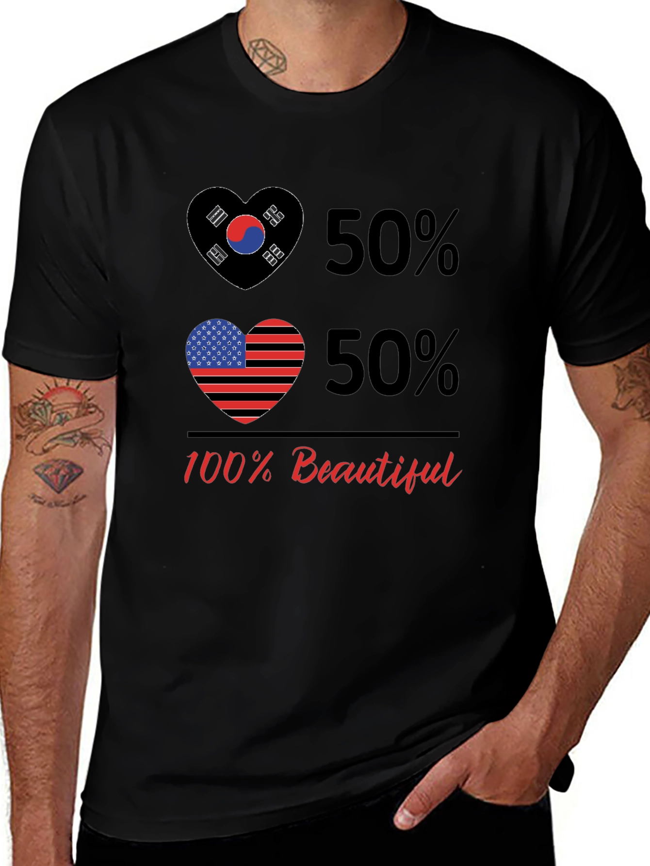 Korean American Heart T-Shirt - 100% Beautiful
