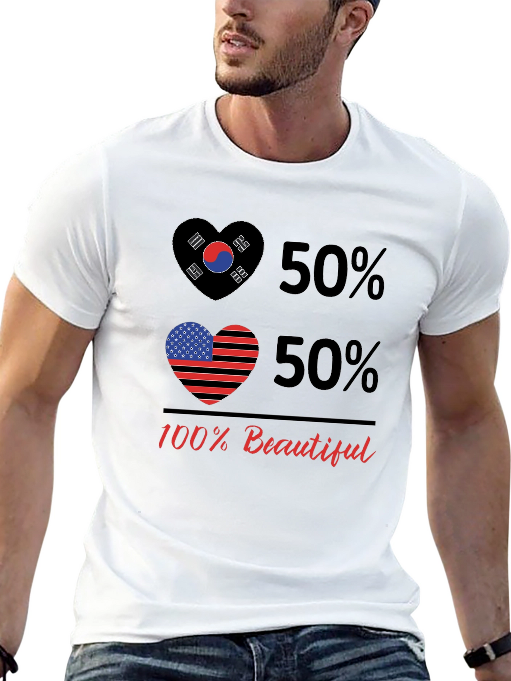 Korean American Heart T-Shirt - 100% Beautiful