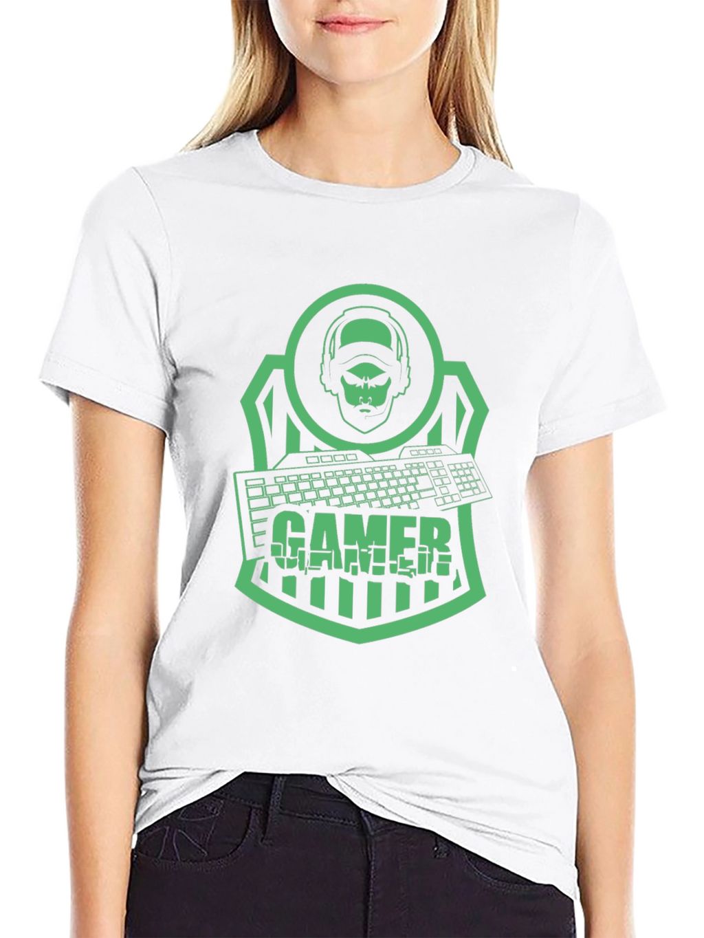 Gamer T-Shirt - Green Graphic Print