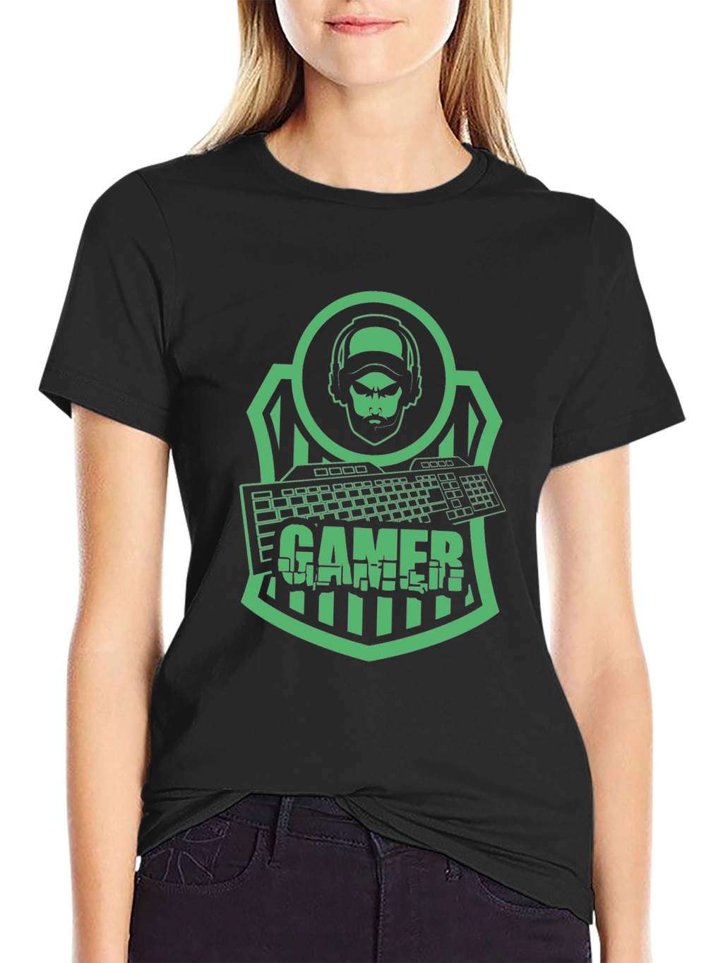 Gamer T-Shirt - Green Graphic Print