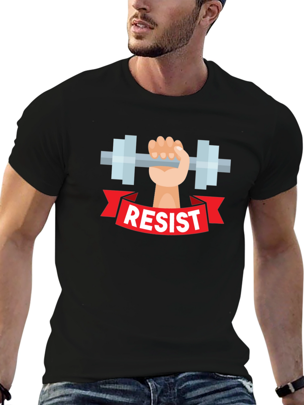 Resist Weightlifting T-Shirt - Black Graphic Tee