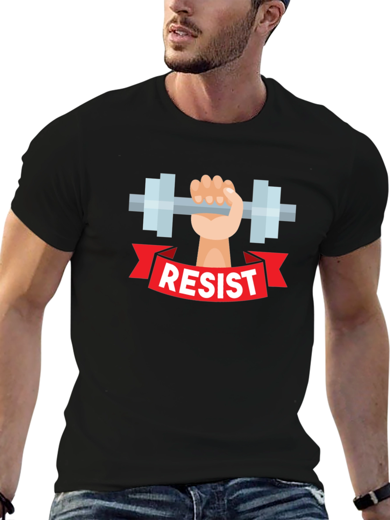 Resist Weightlifting T-Shirt - Black Graphic Tee