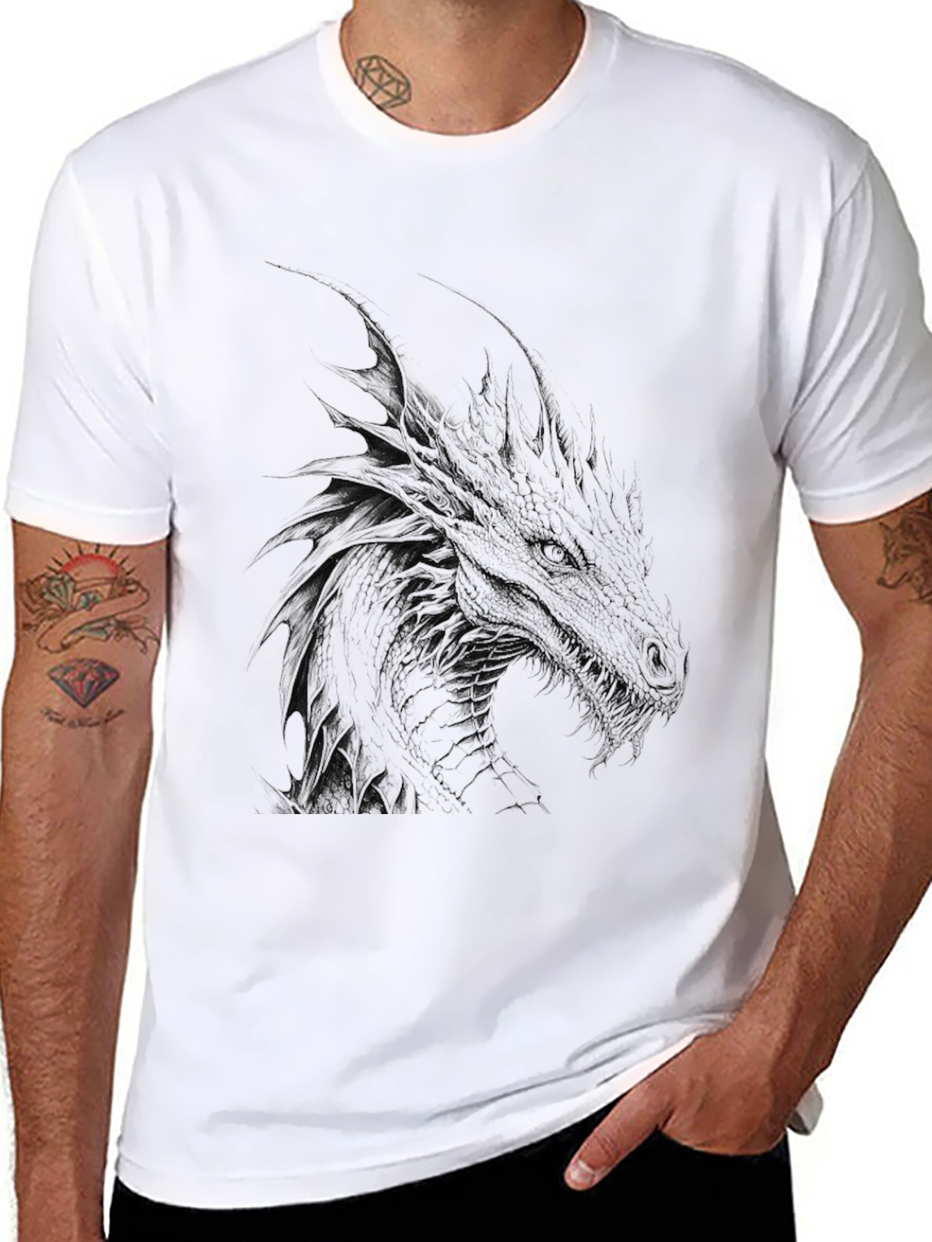 Mens Black Dragon Graphic Tee