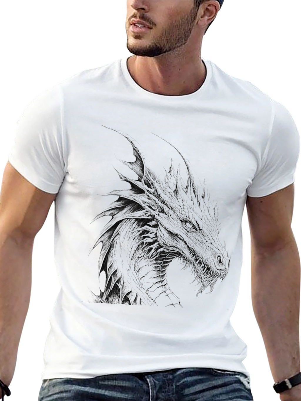 Mens Black Dragon Graphic Tee
