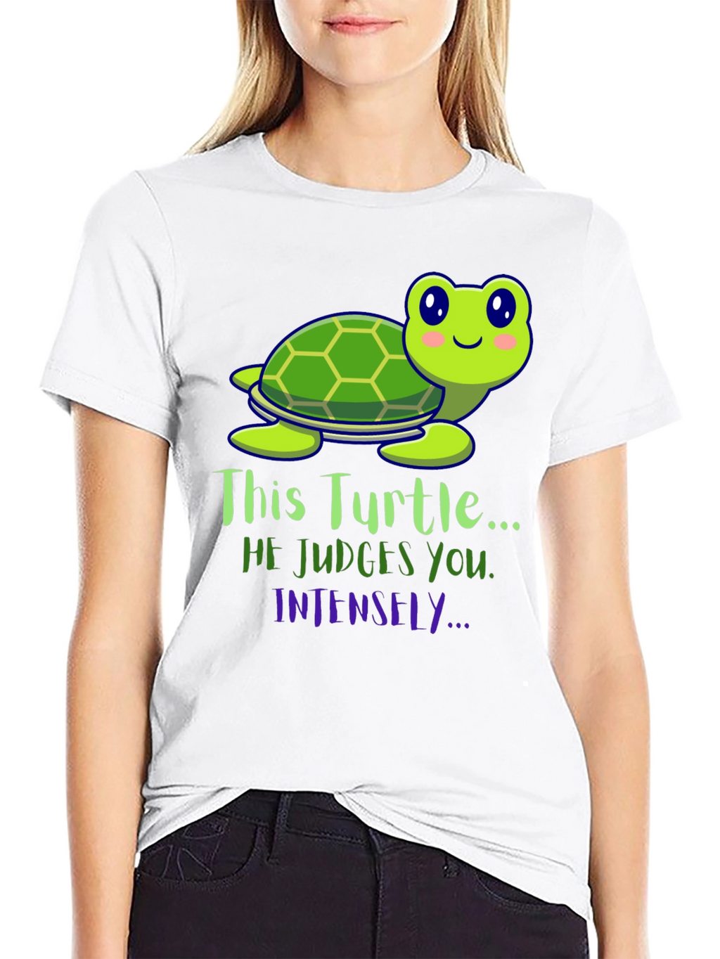 Funny Turtle Graphic Tee: He Judges You Intensely!