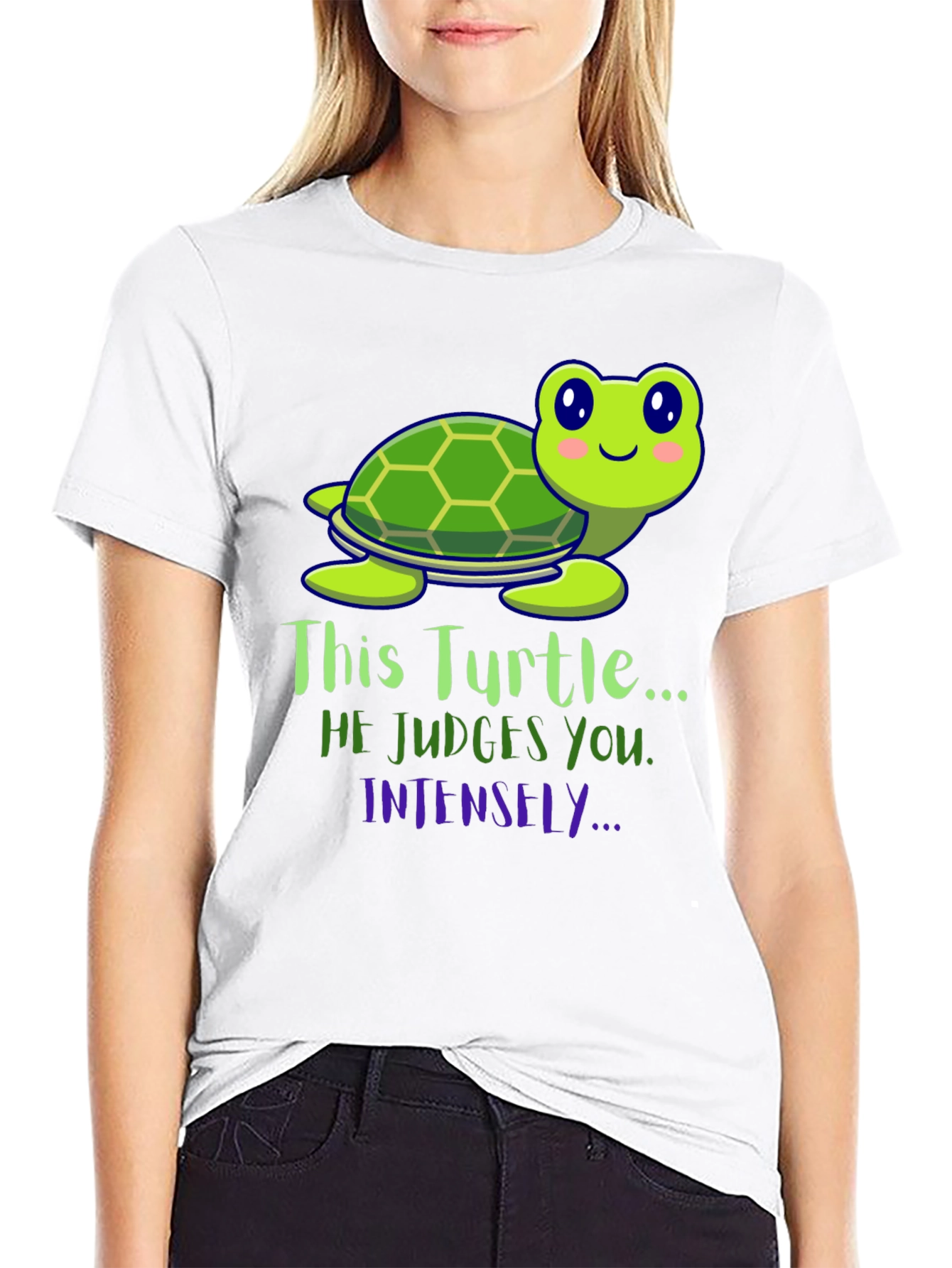 Funny Turtle Graphic Tee: He Judges You Intensely!