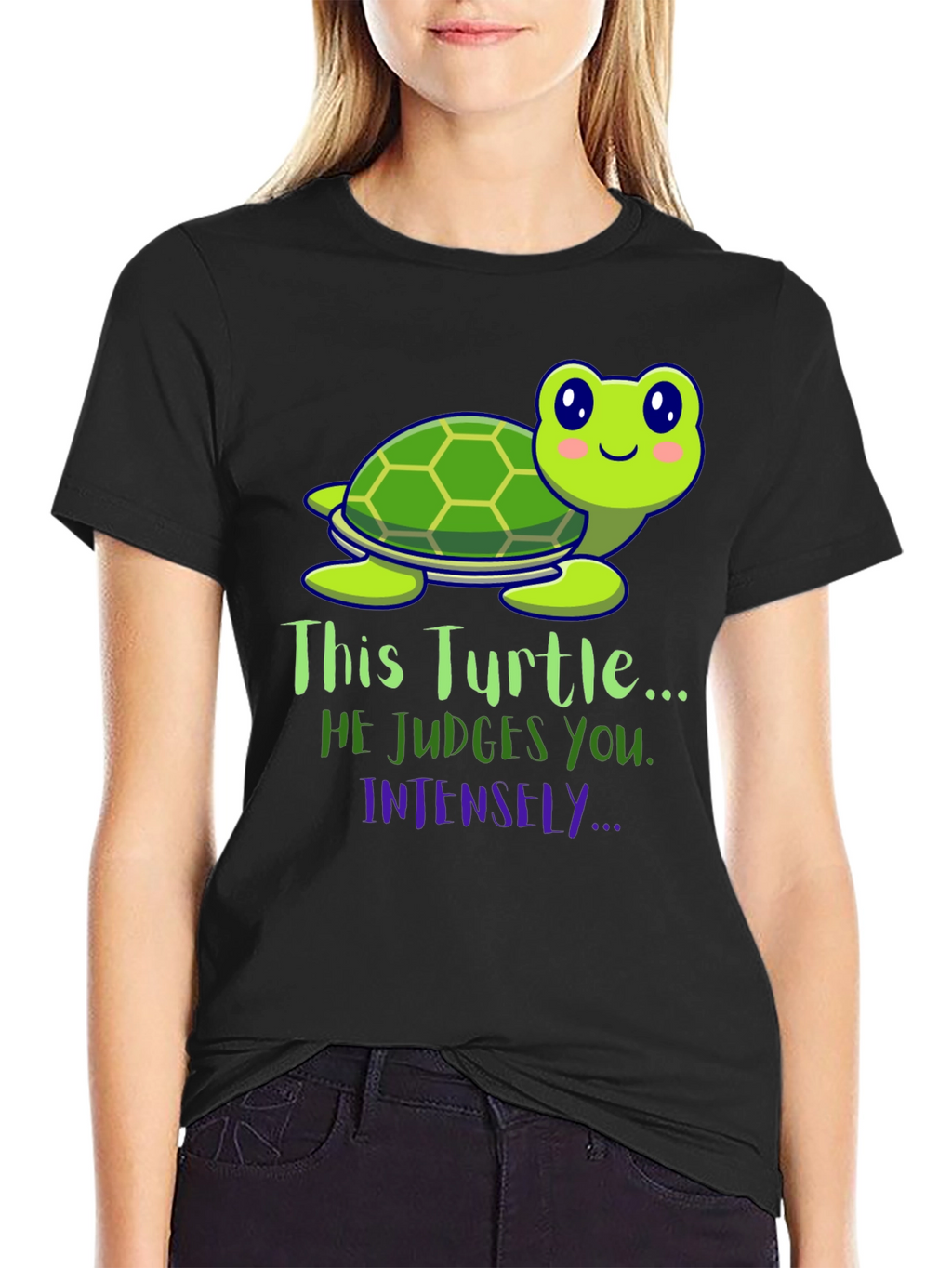 Funny Turtle Graphic Tee: He Judges You Intensely!