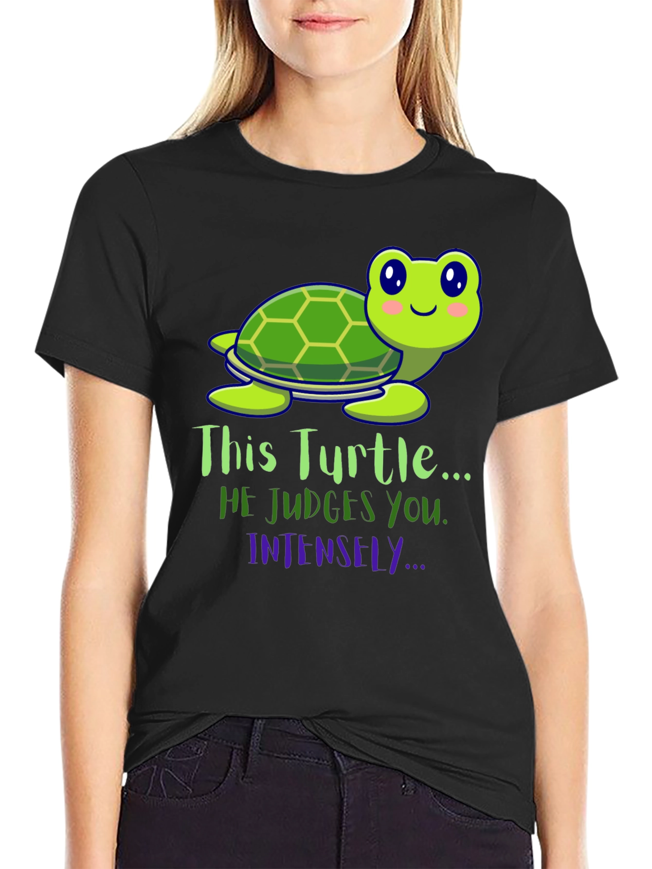 Funny Turtle Graphic Tee: He Judges You Intensely!