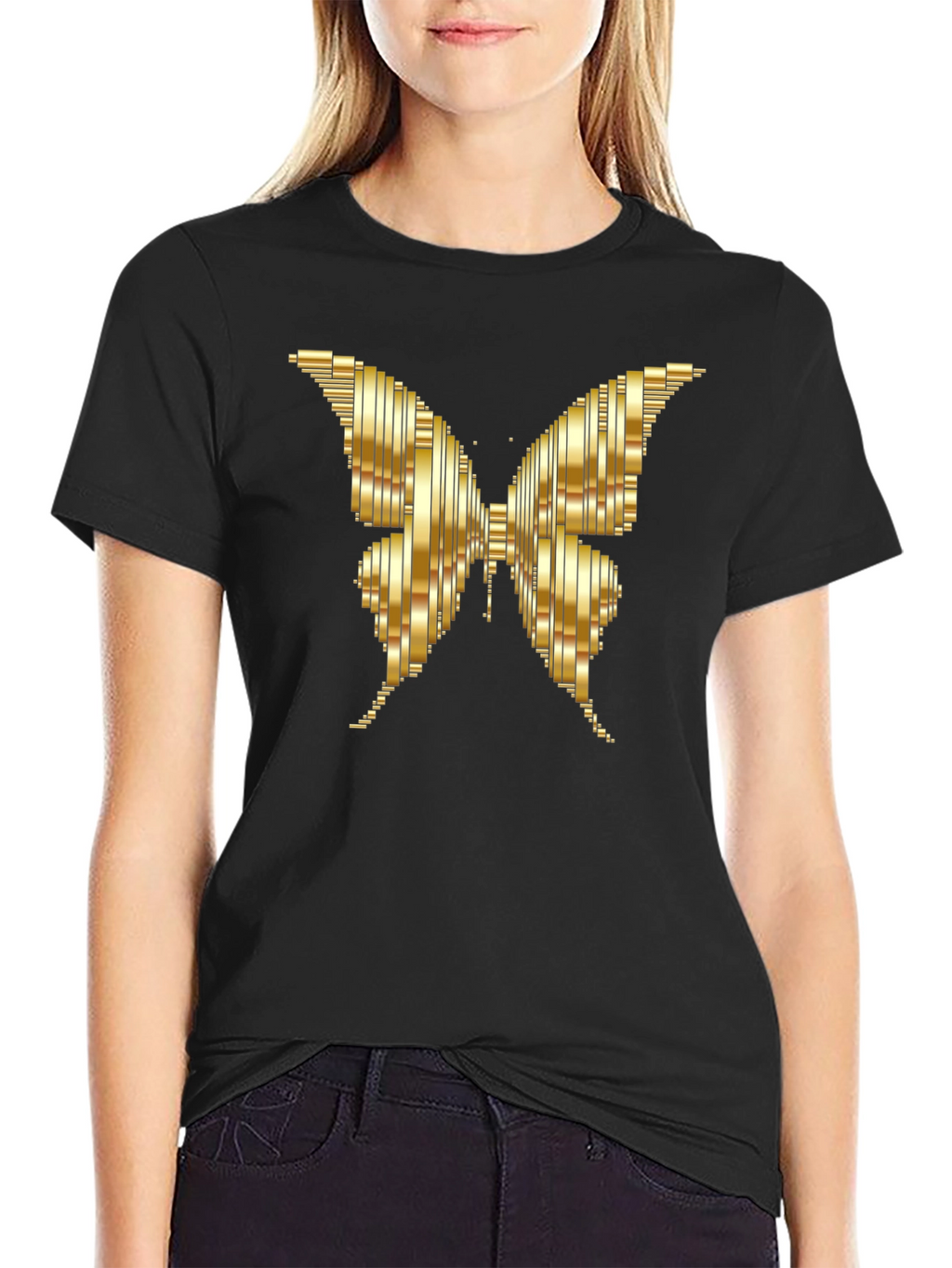 Golden Butterfly Graphic Tee - Stylish Mens T-Shirt